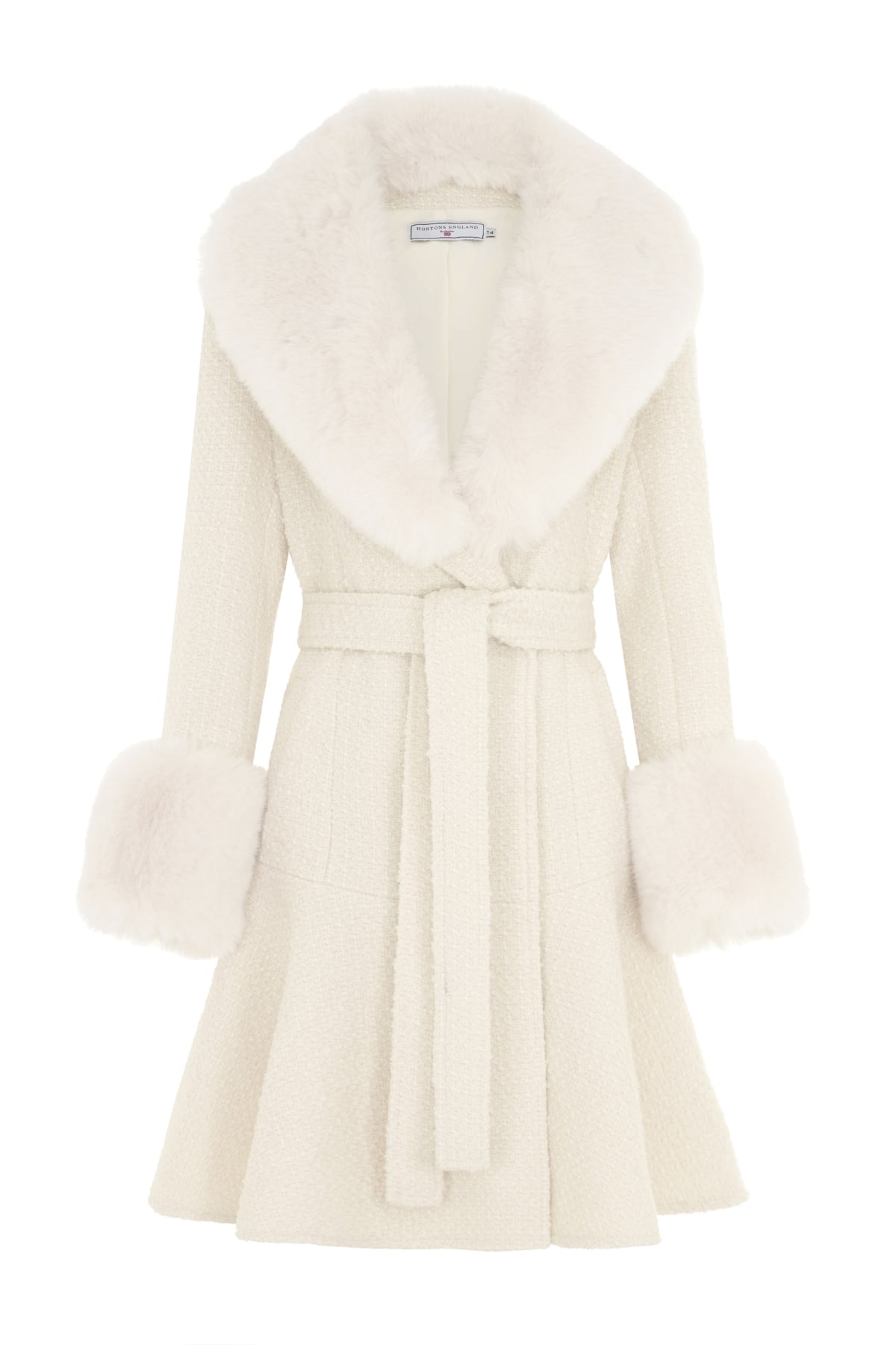 Hortons England Women's Wolf & Badger Exclusive Mini Westminster Coat White Tweed In White