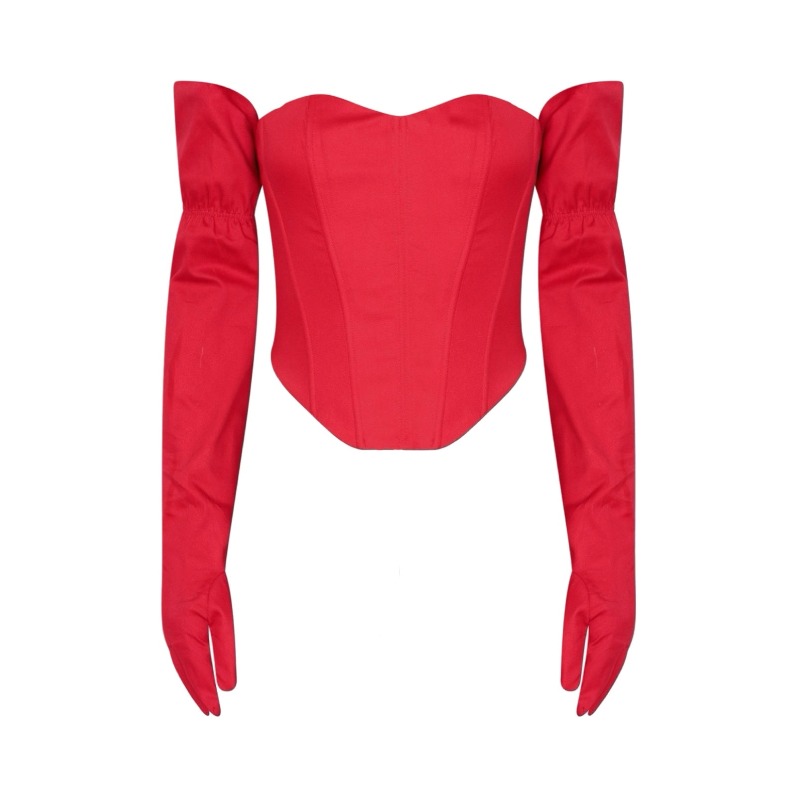 London Atelier Byproduct Women's Red Corset Set With Long Gloves