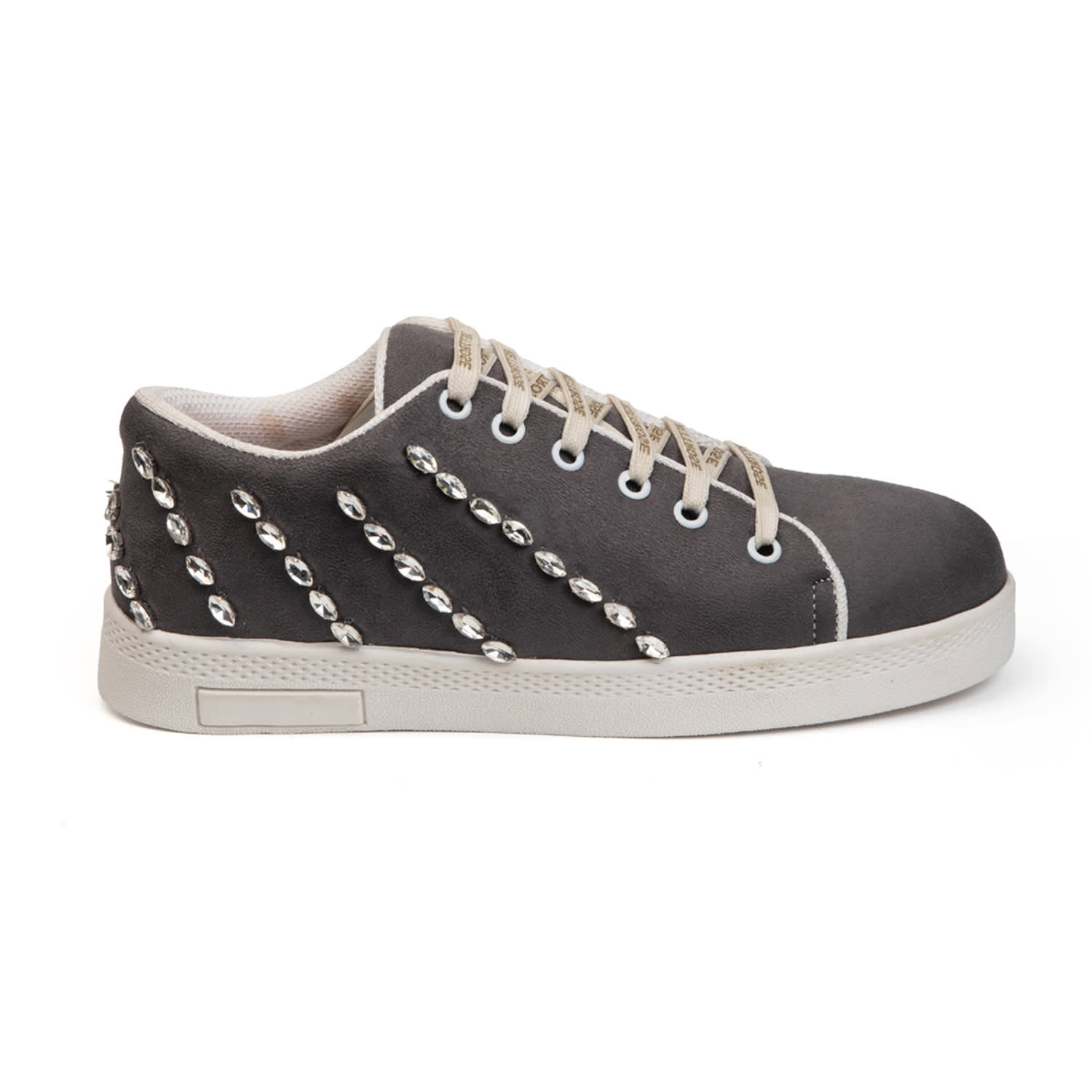 Rettrose Women's Ivy Luxury Grey Suede Handmade Embellished Tennis Shoe In Grey