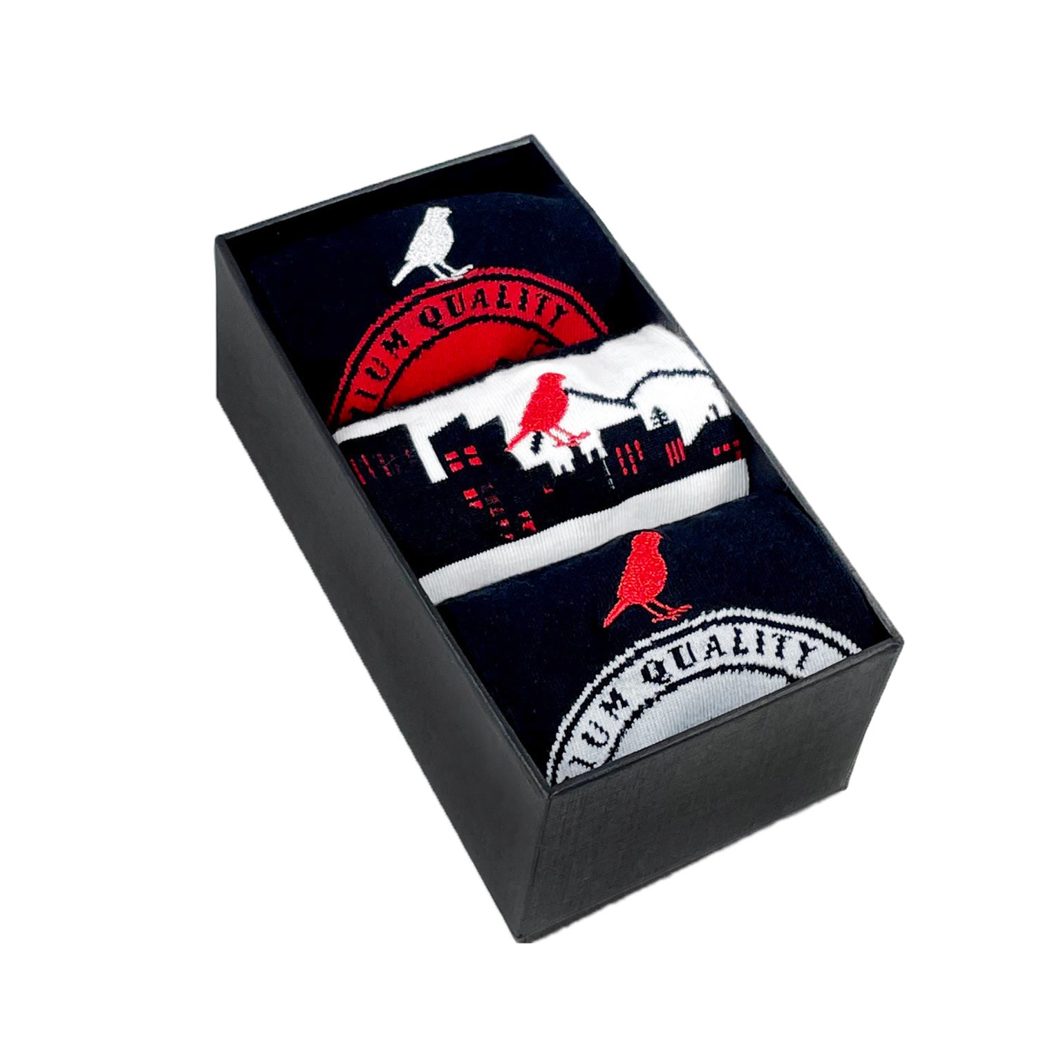 Whalley Finch Men's Black / Red Vancity Three-pair Box In Black/red