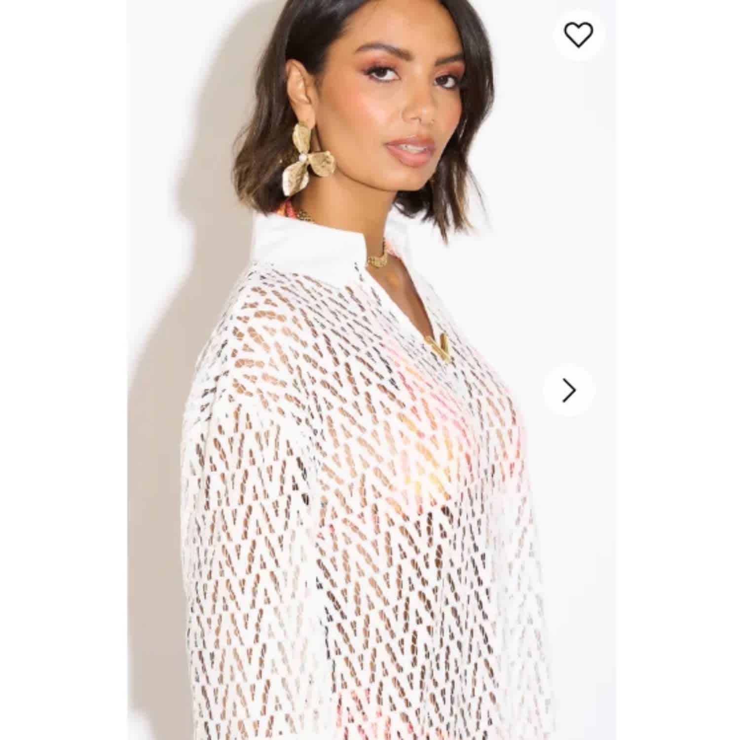 White Crochet Lace Beach Cover-Up Dress With Side Slits | CY Boutique |  Wolf & Badger
