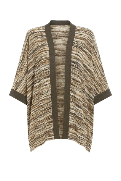 Conquista Women's Green Open Front Print Cardigan By  Fashion