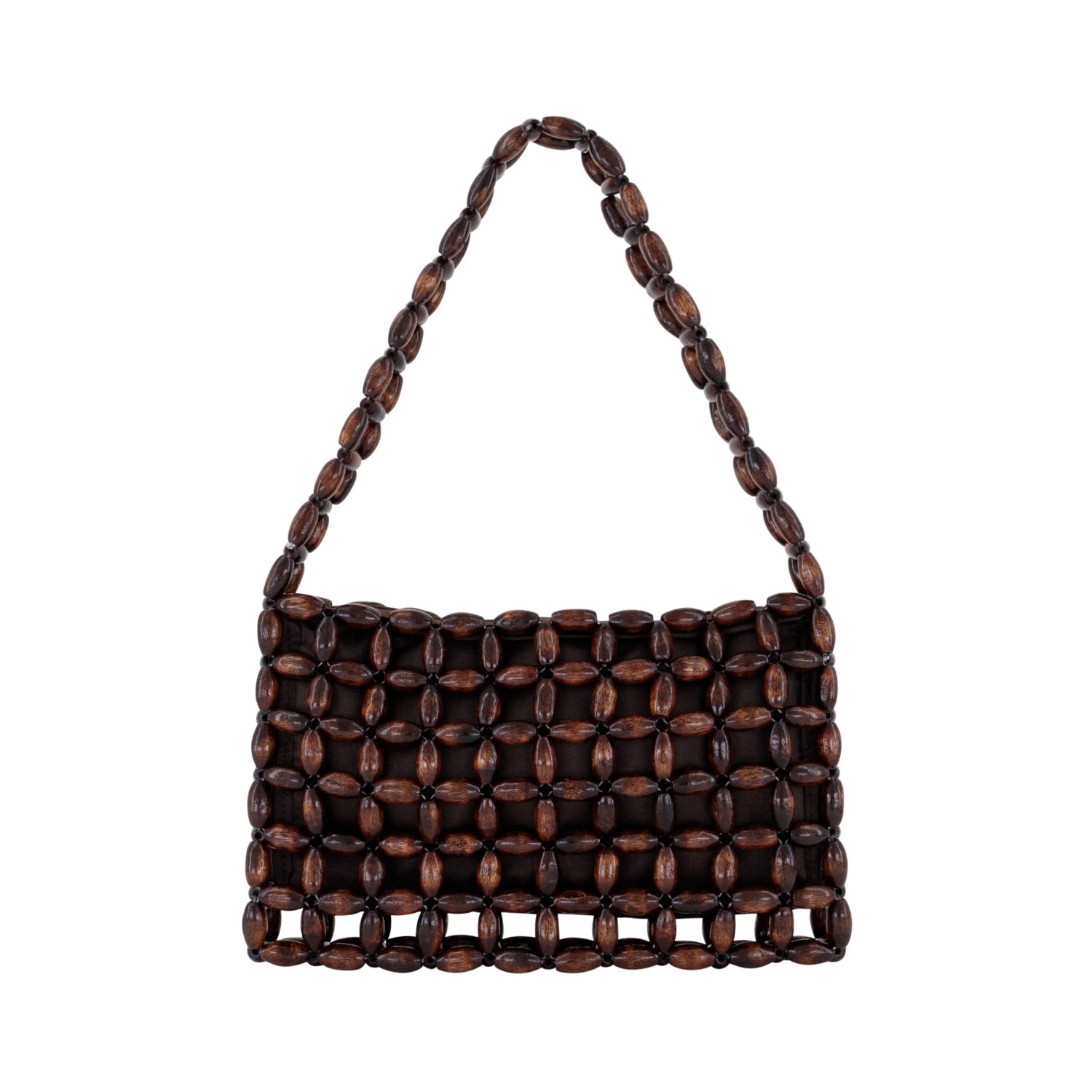 Women's Brown Kara Wooden Bead Handbag - Mocha | Ohsun
