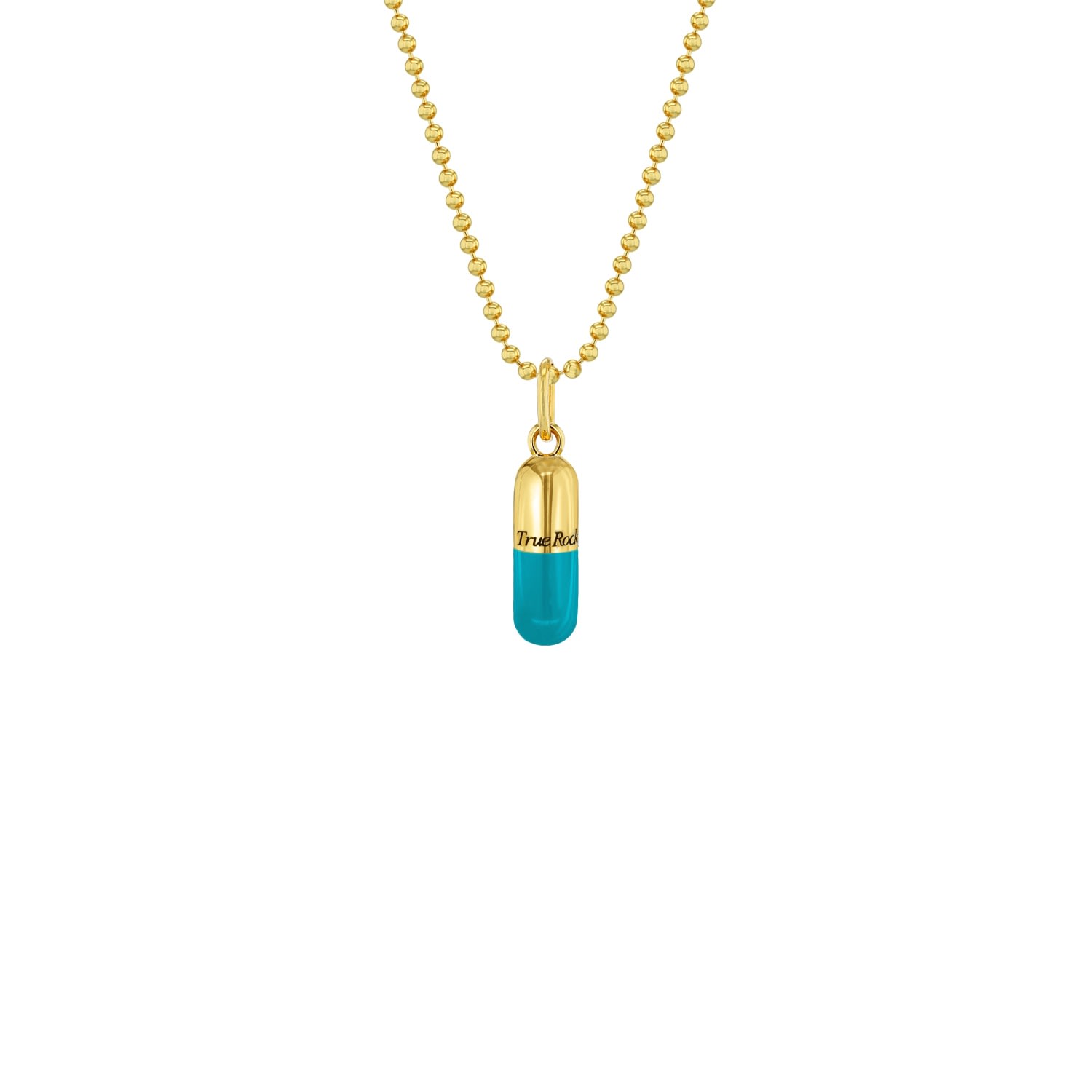 True Rocks Women's Gold / Blue Turquoise & 18kt Gold Plated Small Pill Pendant In Gold