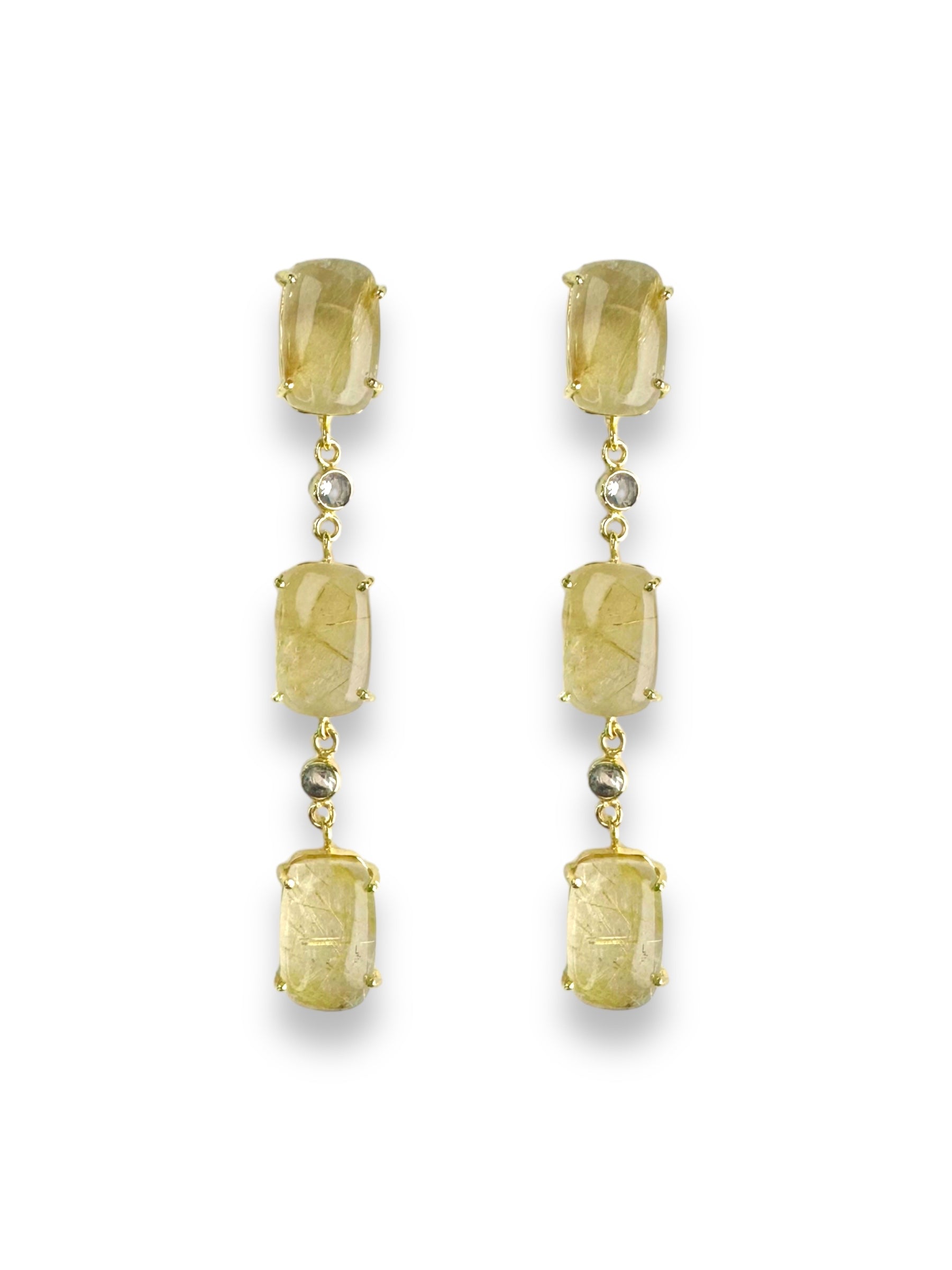 Women’s Yellow / Orange / Gold Heidi Golden Rutilated Quartz Gemstone Statement Earrings Amina Johan