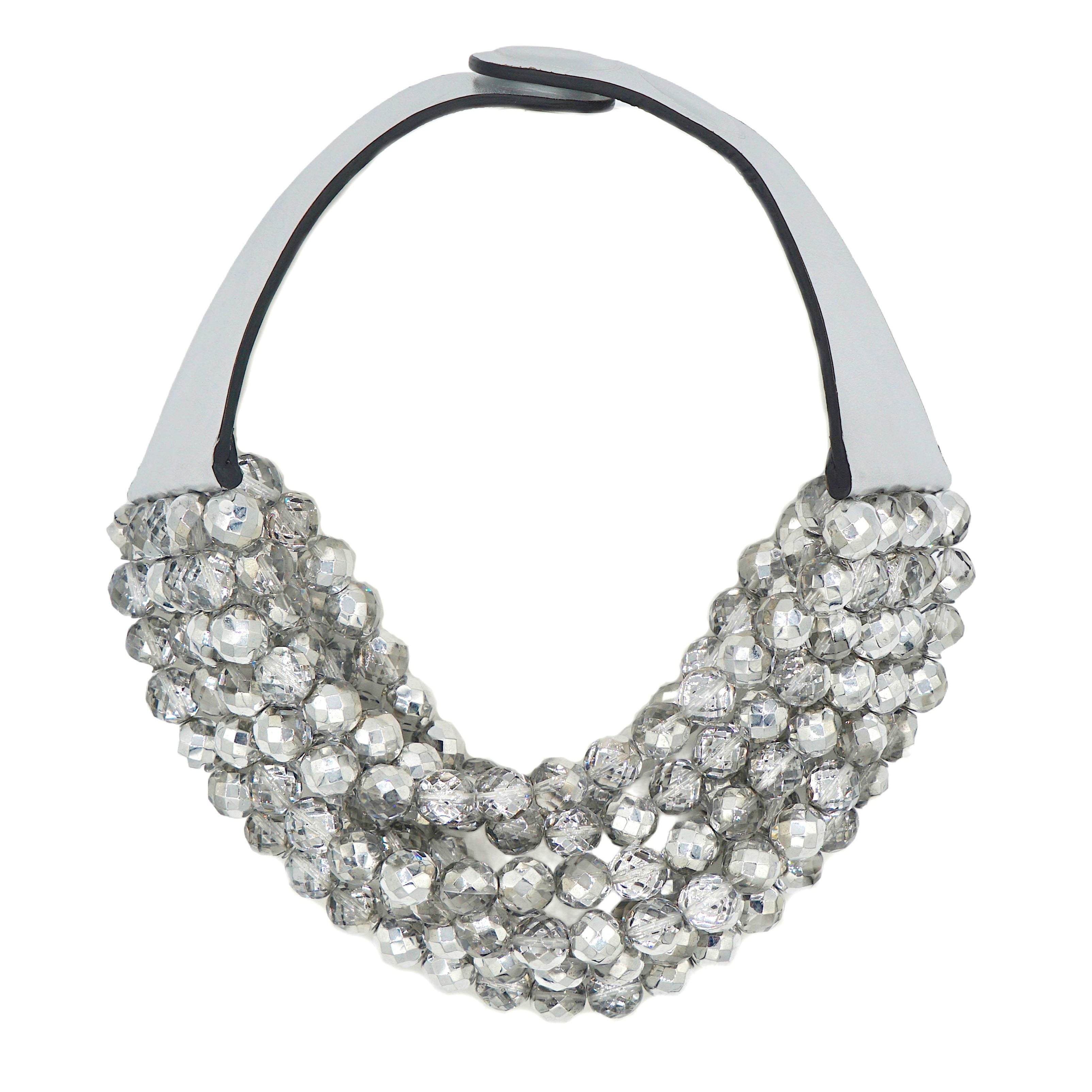 Fairchild Baldwin Women's Bella Holiday Crystal Silver On Black Collar Necklace In Metallic