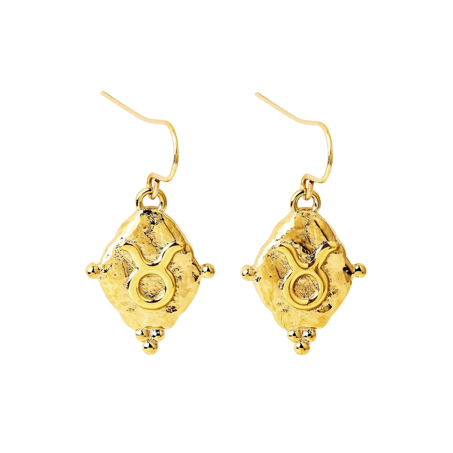Seven Saints Women's Silver Taurus Vintage-style Dangle Earrings, Gold Plated In Gold