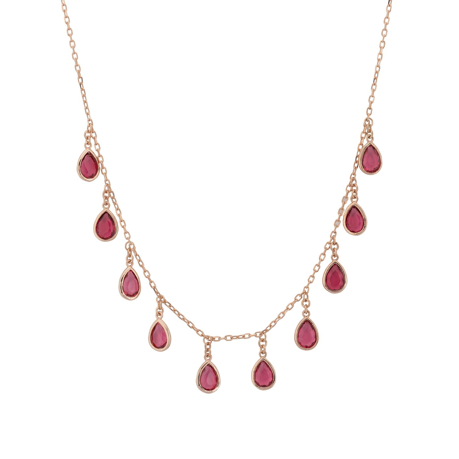 Women’s Pink / Purple / Rose Gold Florence Teardrop Gemstone Necklace Rosegold Pink Tourmaline Latelita