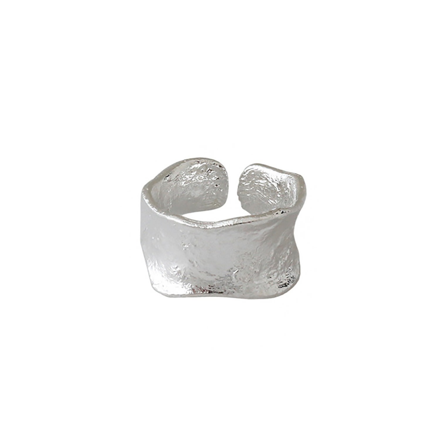 Janus Edinburgh Women's Silver Paria Achmelvich Brush Stroke Textured Chunky Open Ring