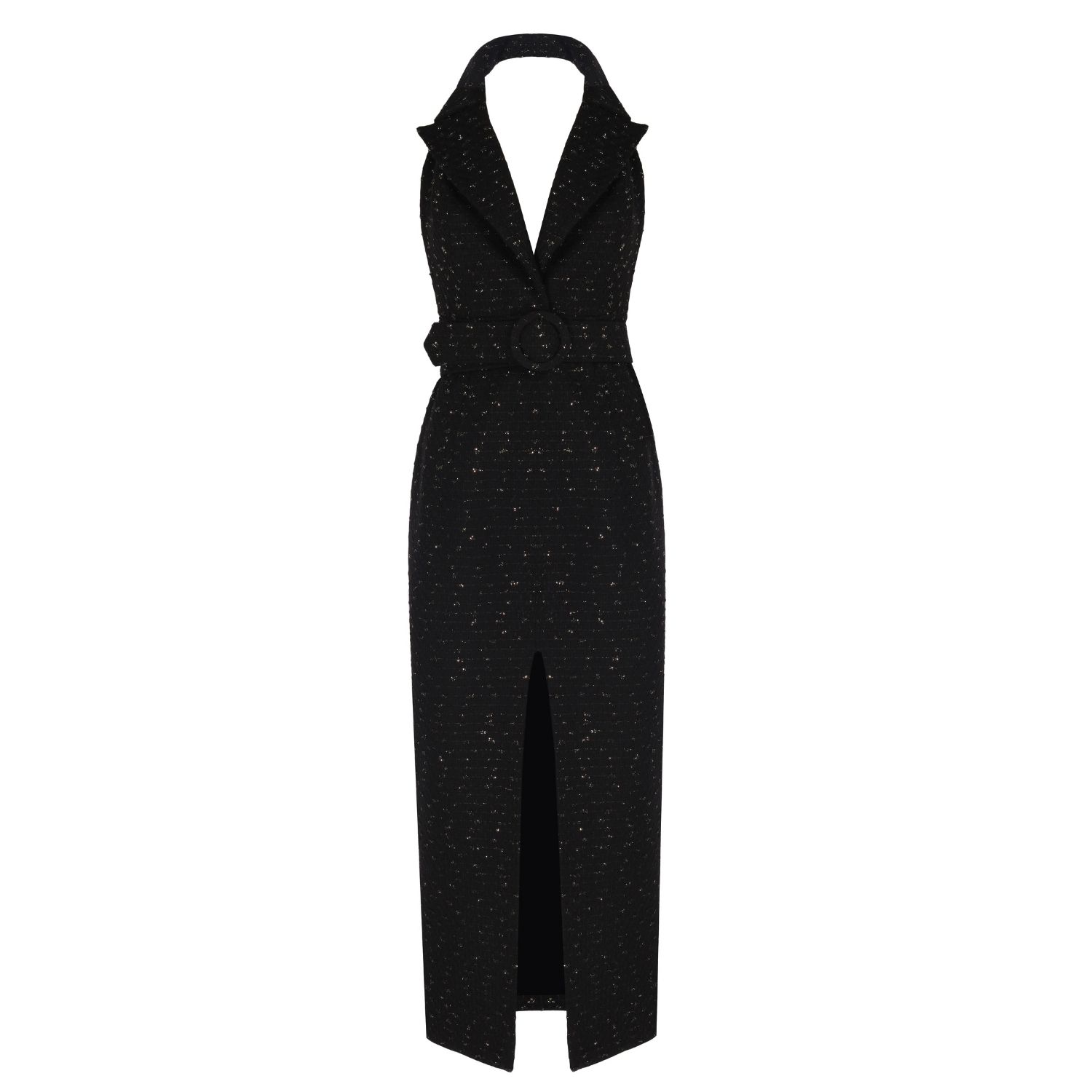 Women’s Night Glam - Black Tweed Long Dress Extra Small Lunaire Studio