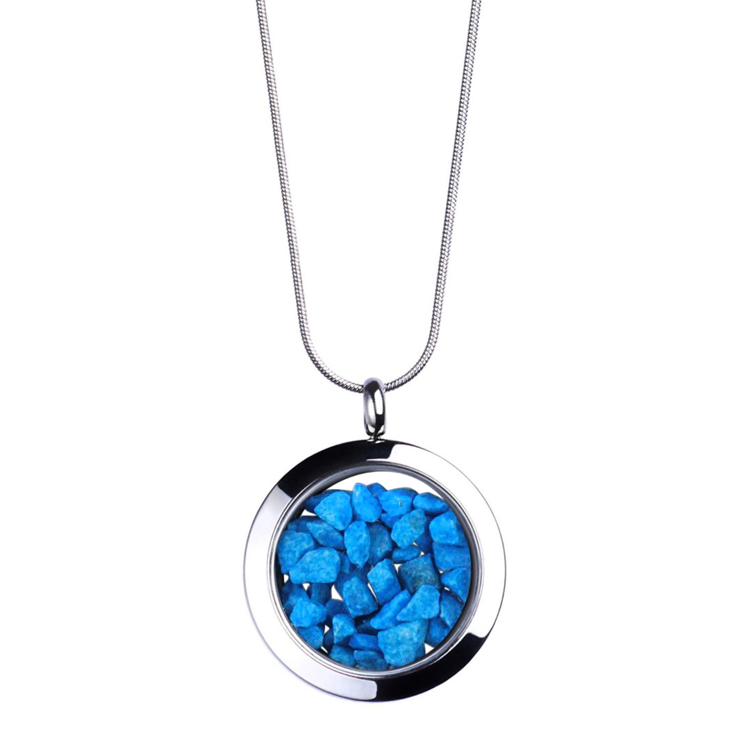 My Little Nature Women's Blue / Silver Designer Jewellery Pendant Necklace With Natural Blue Stones – Statement Jewel