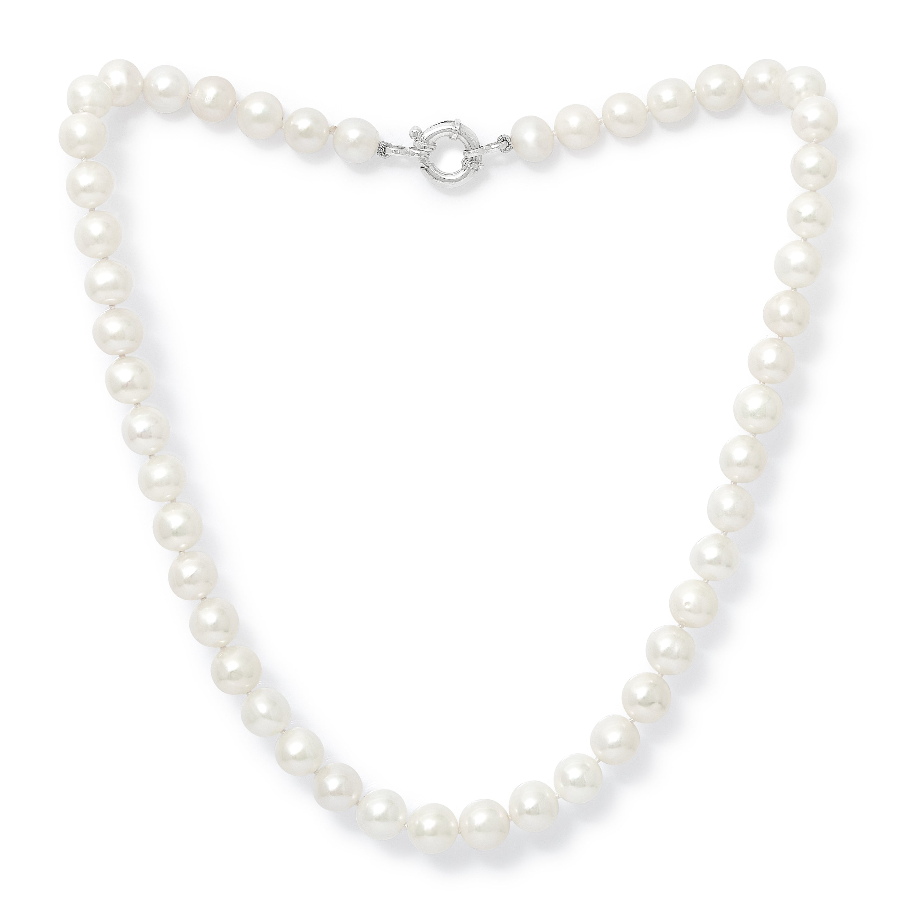 Pearls Of The Orient Online Women's Gratia White Cultured Freshwater Pearl Necklace With Silver Spring Clasp In White