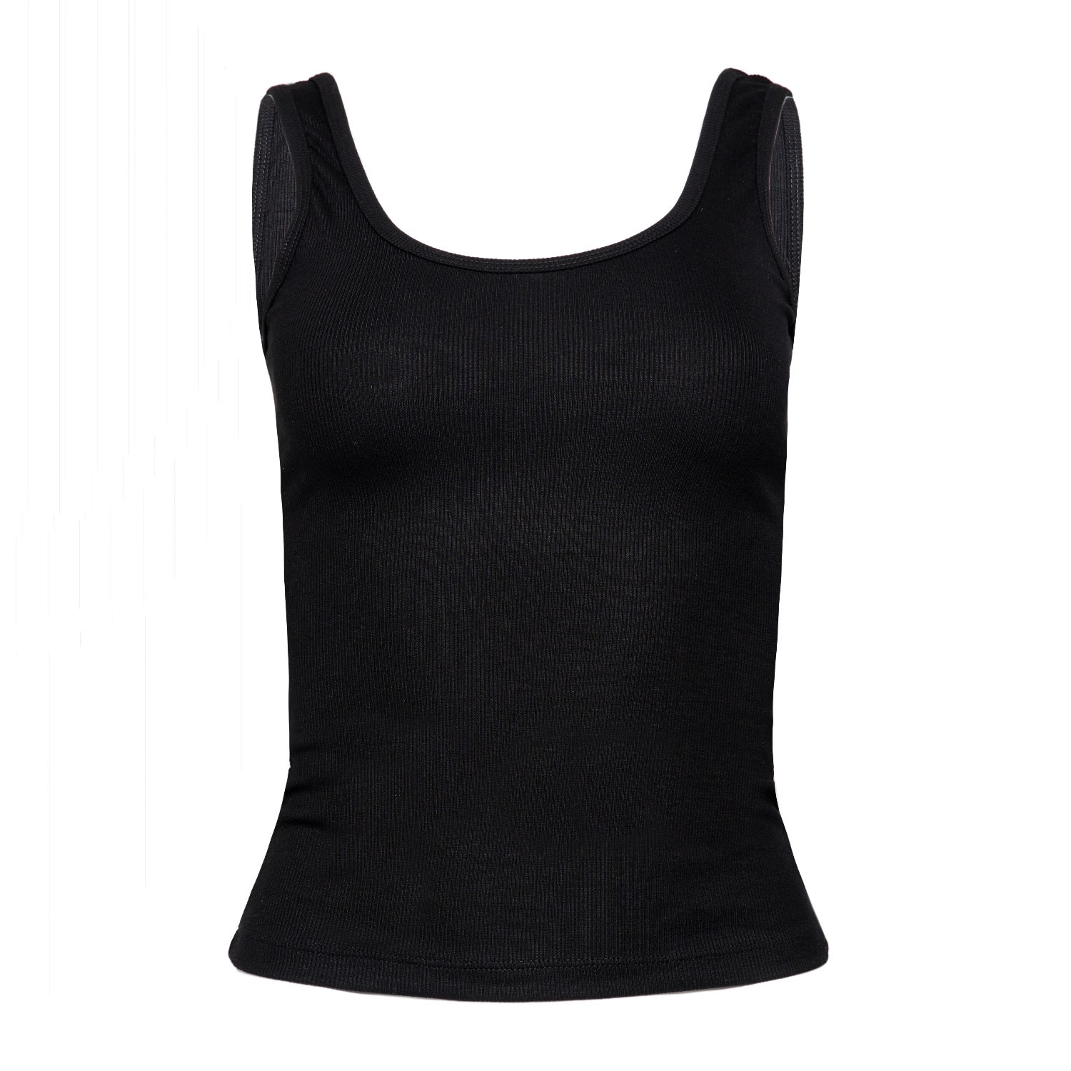 Earth Body Women's Clear Essential Scoop Neck Ribbed Sculpt-body Tank Top In Black In Black