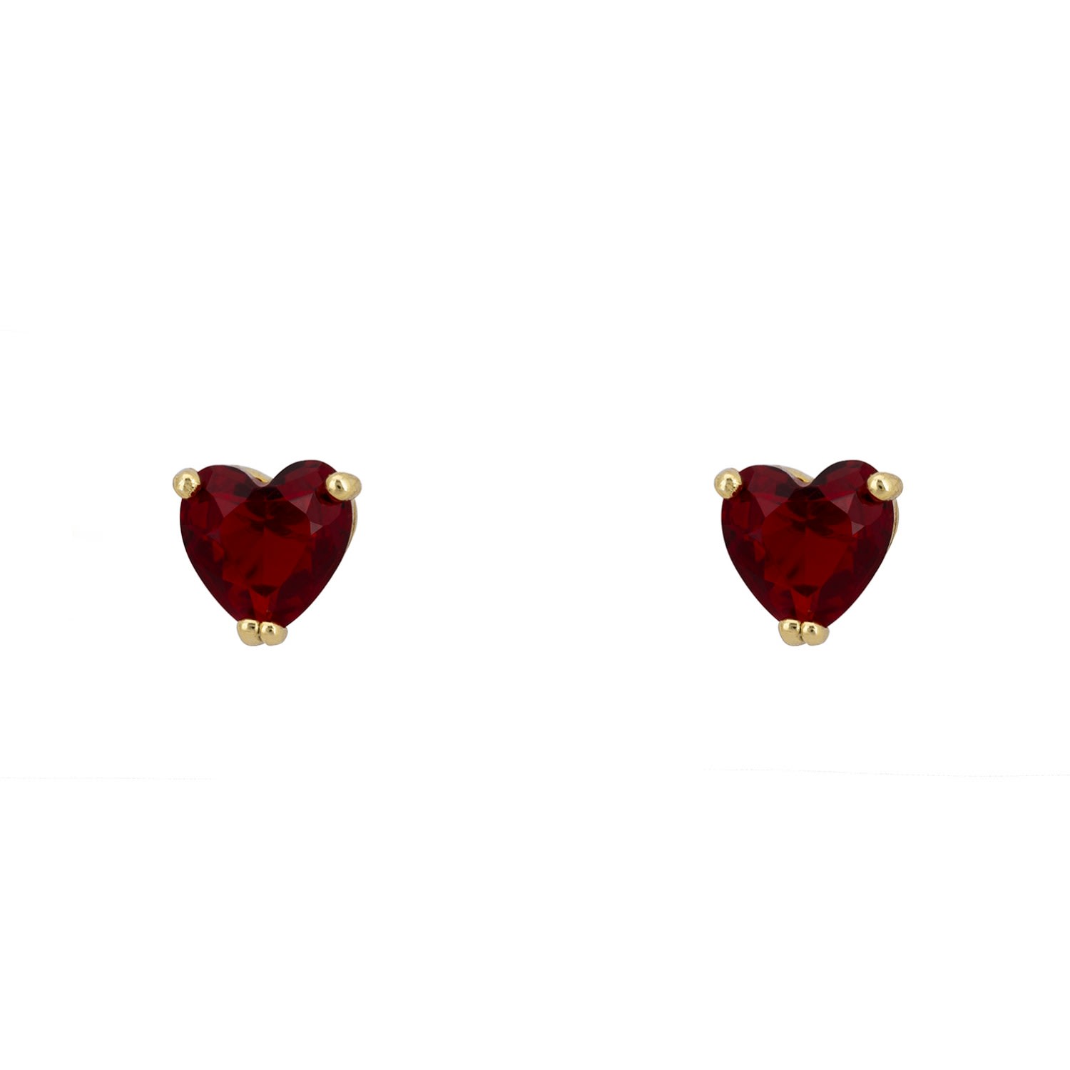 Latelita Women's Red / Gold Asscher Cut Heart Stud Earrings Gold Ruby