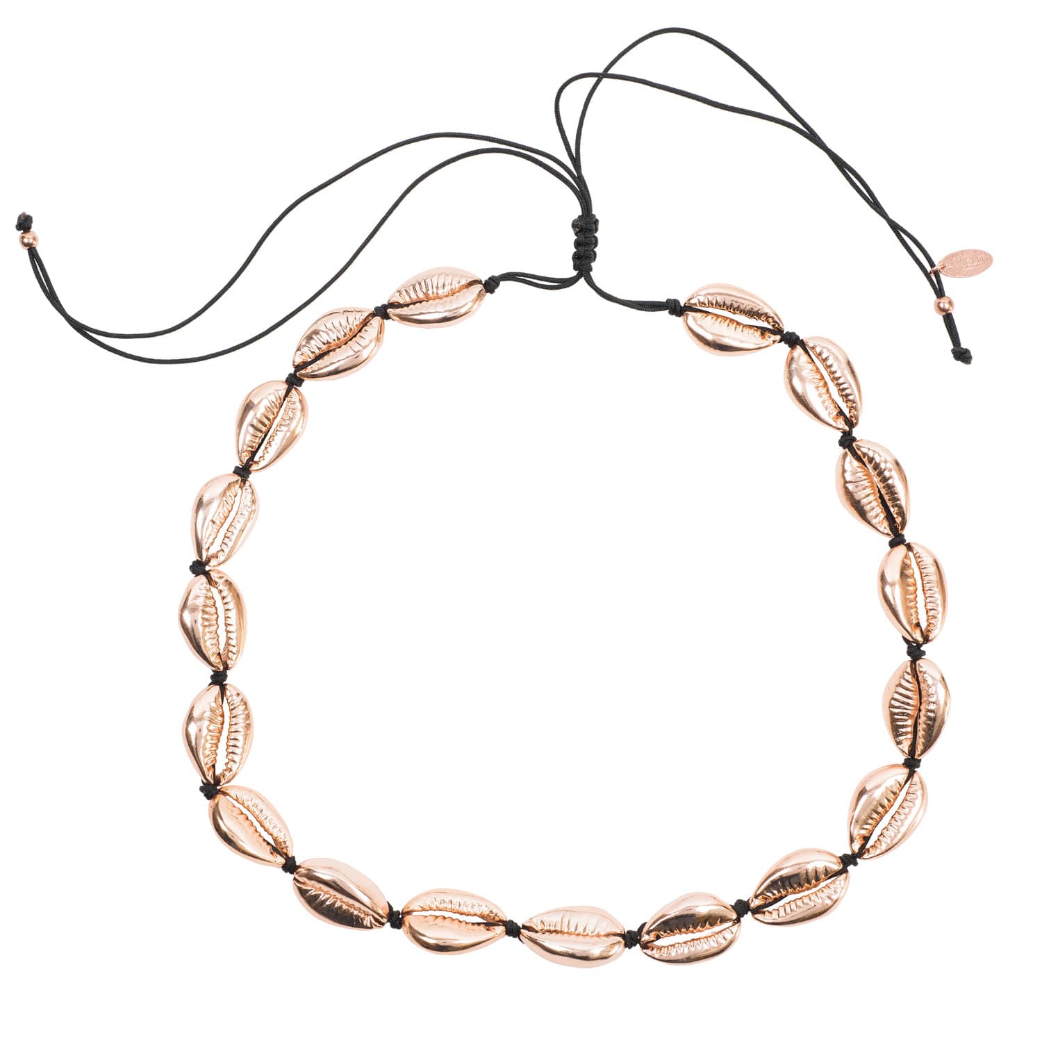 Cowrie Shell Choker Strand Necklace Rose Gold, LATELITA