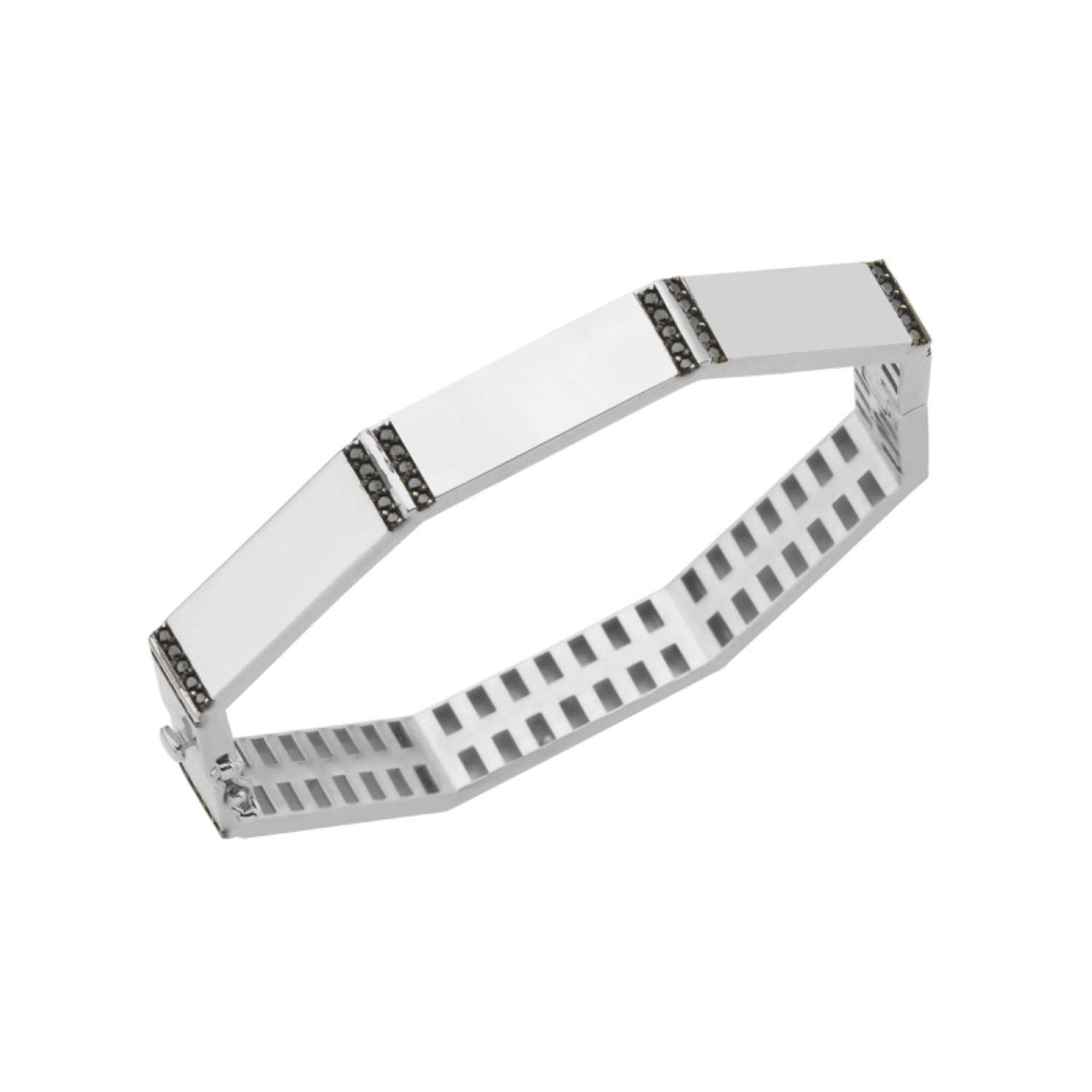 Dime Tribe Men's Silver Bangle With Diamonds