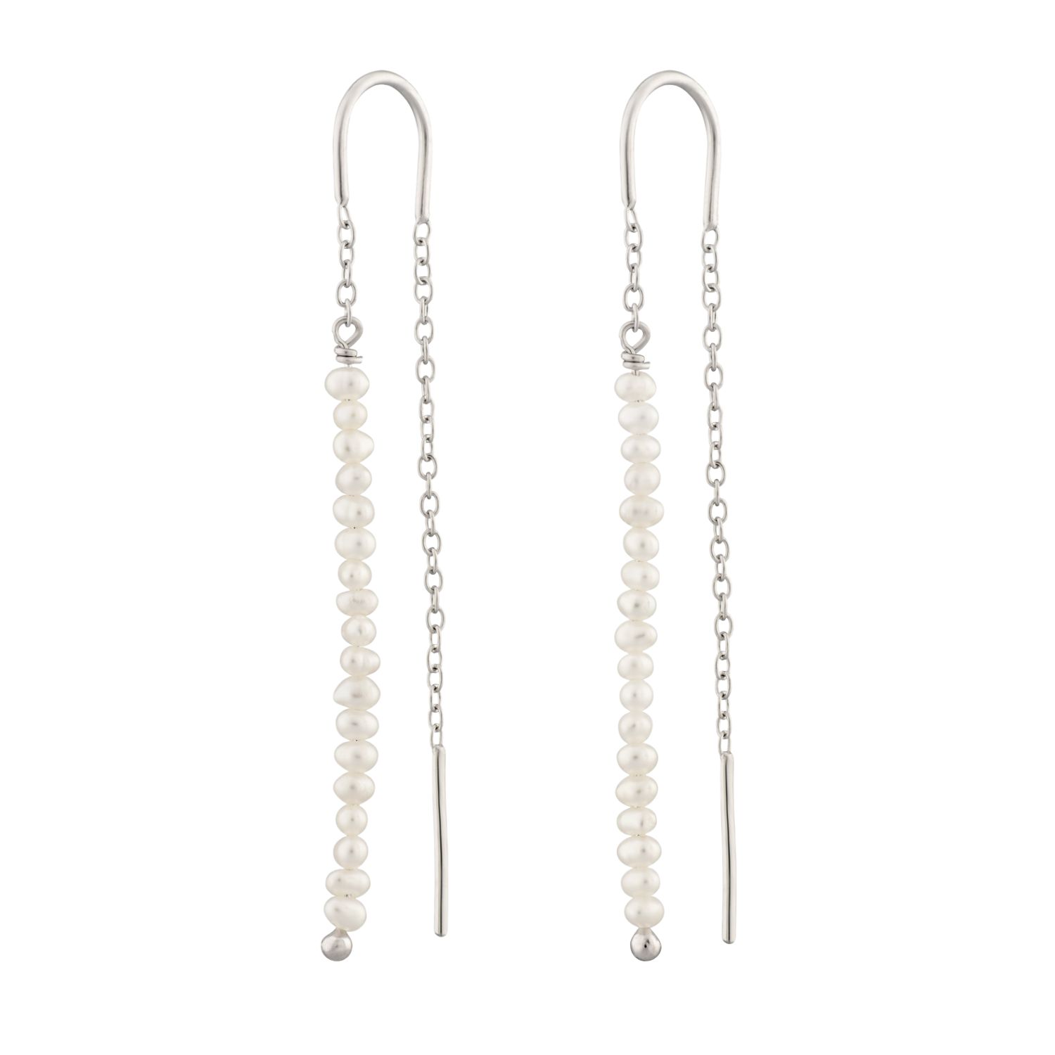 Scream Pretty Women's Silver / White Silver Pearl Threader Earrings