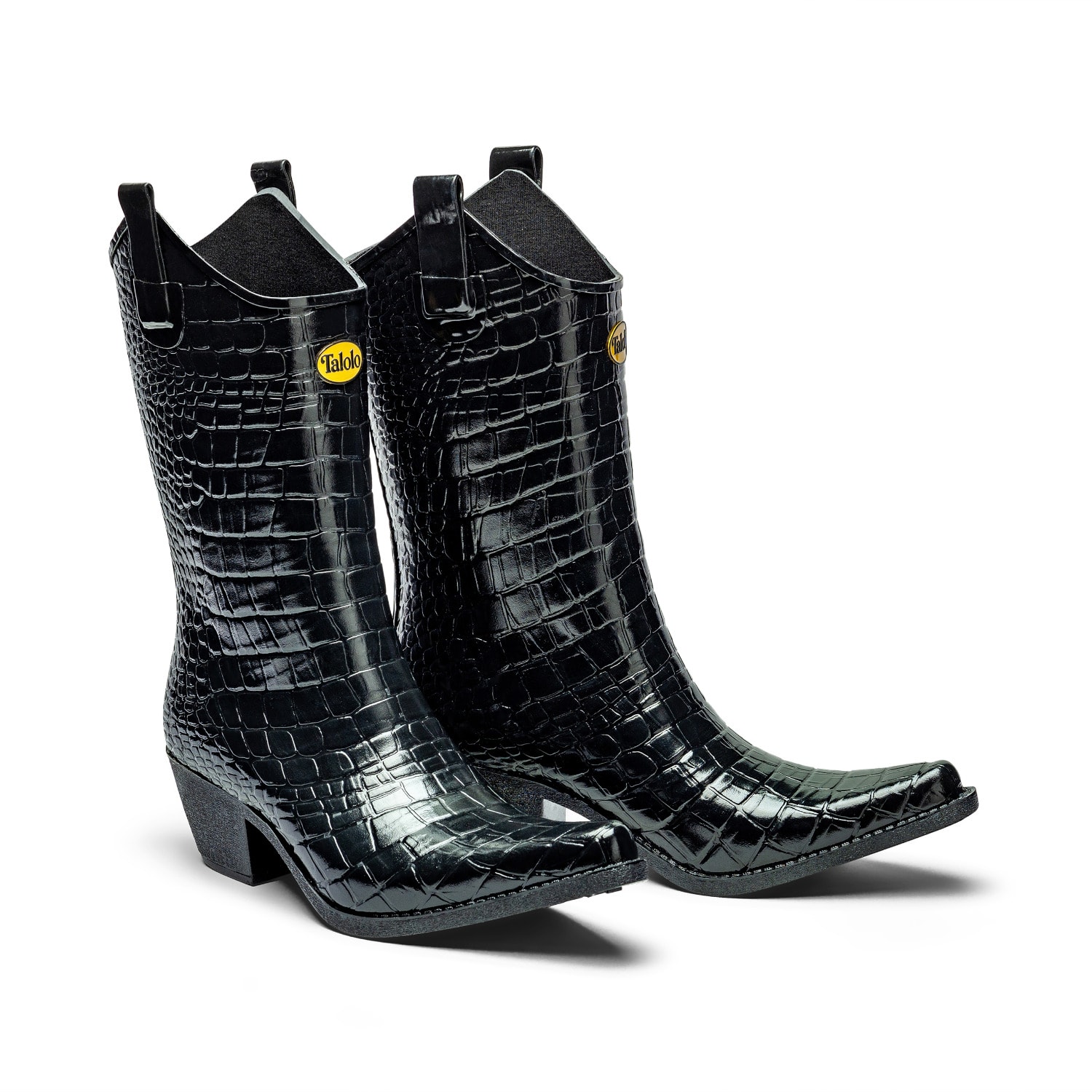 Men’s Black Urban Croc Cowboy Boot Wellies 7 Uk Talolo Boots