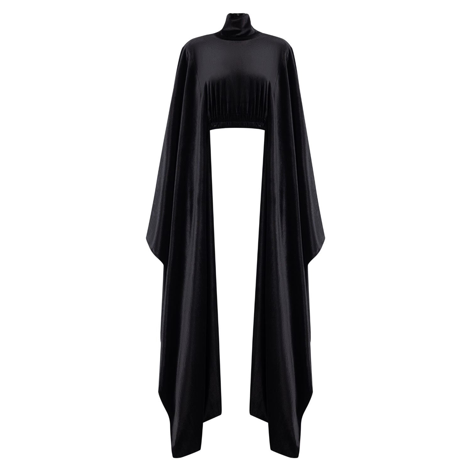 Women’s Black Velvet Agbada Sleeves Crop Top Extra Large ch