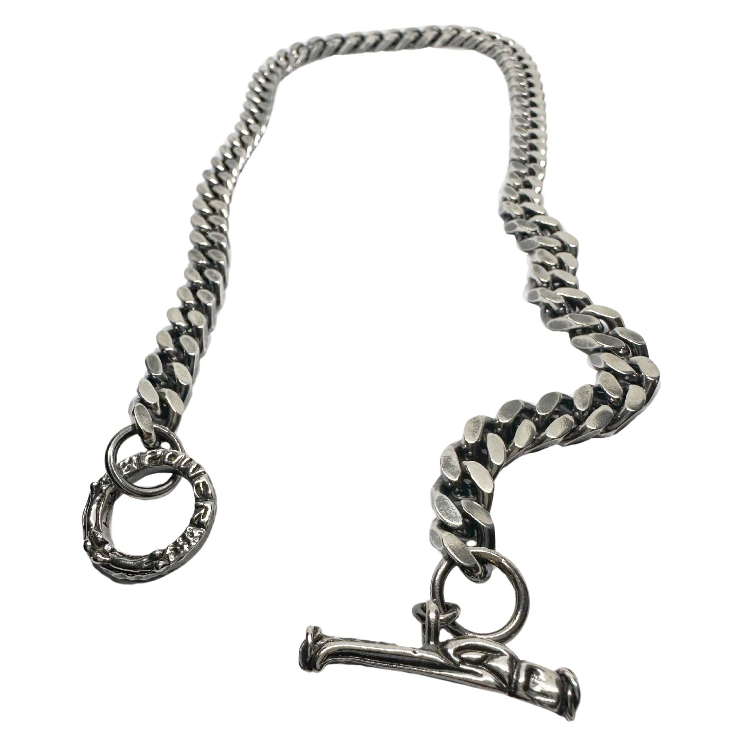 Tg-jewellery By Tamara Gervasio Men's Black / Silver Heavy Sterling Silver Curb Chain Necklace With Hand-carved Celtic T-bar Clasp