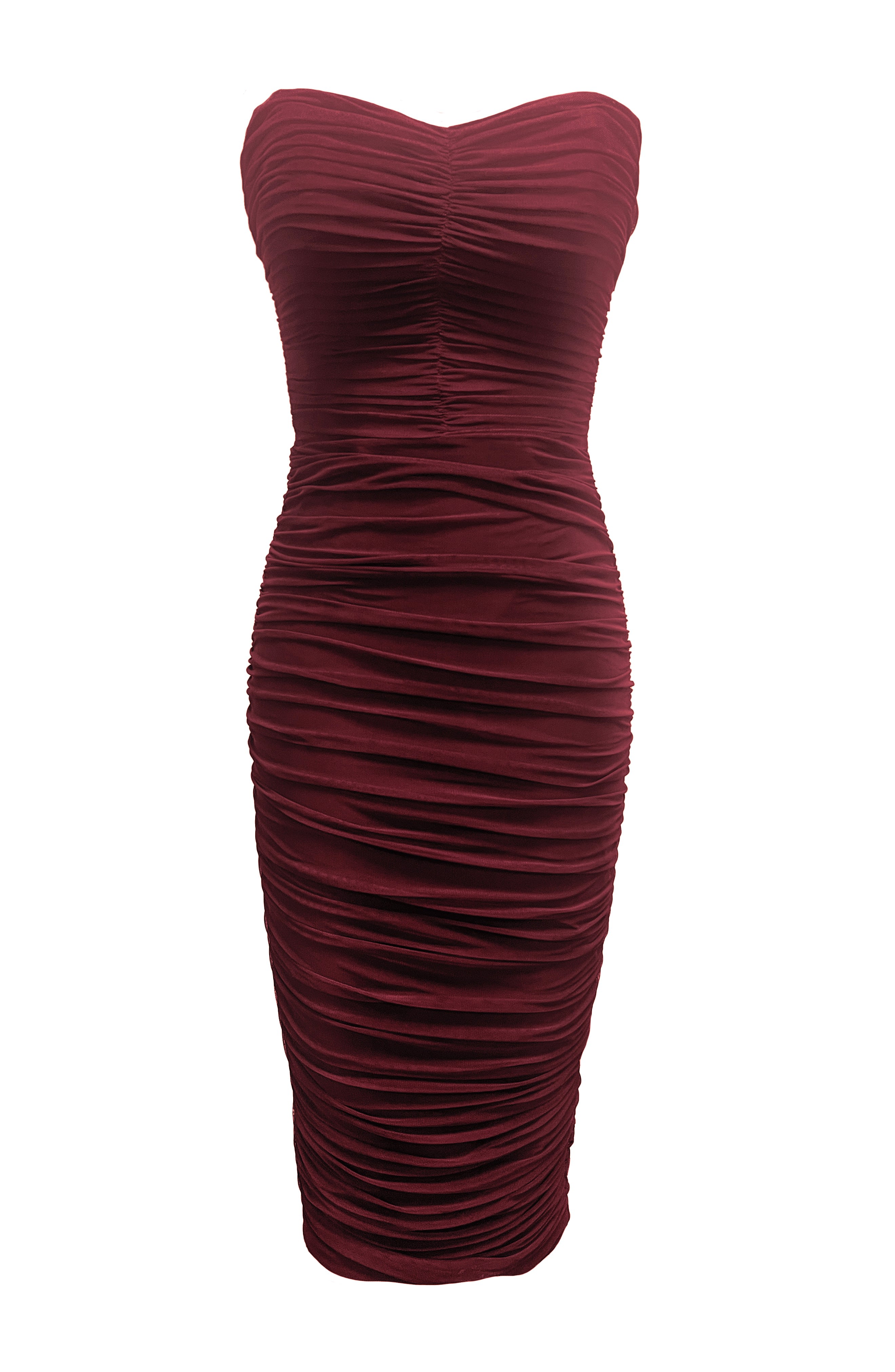 Dress The Population Heather Center Ruched Strapless Body-con Dress In Red