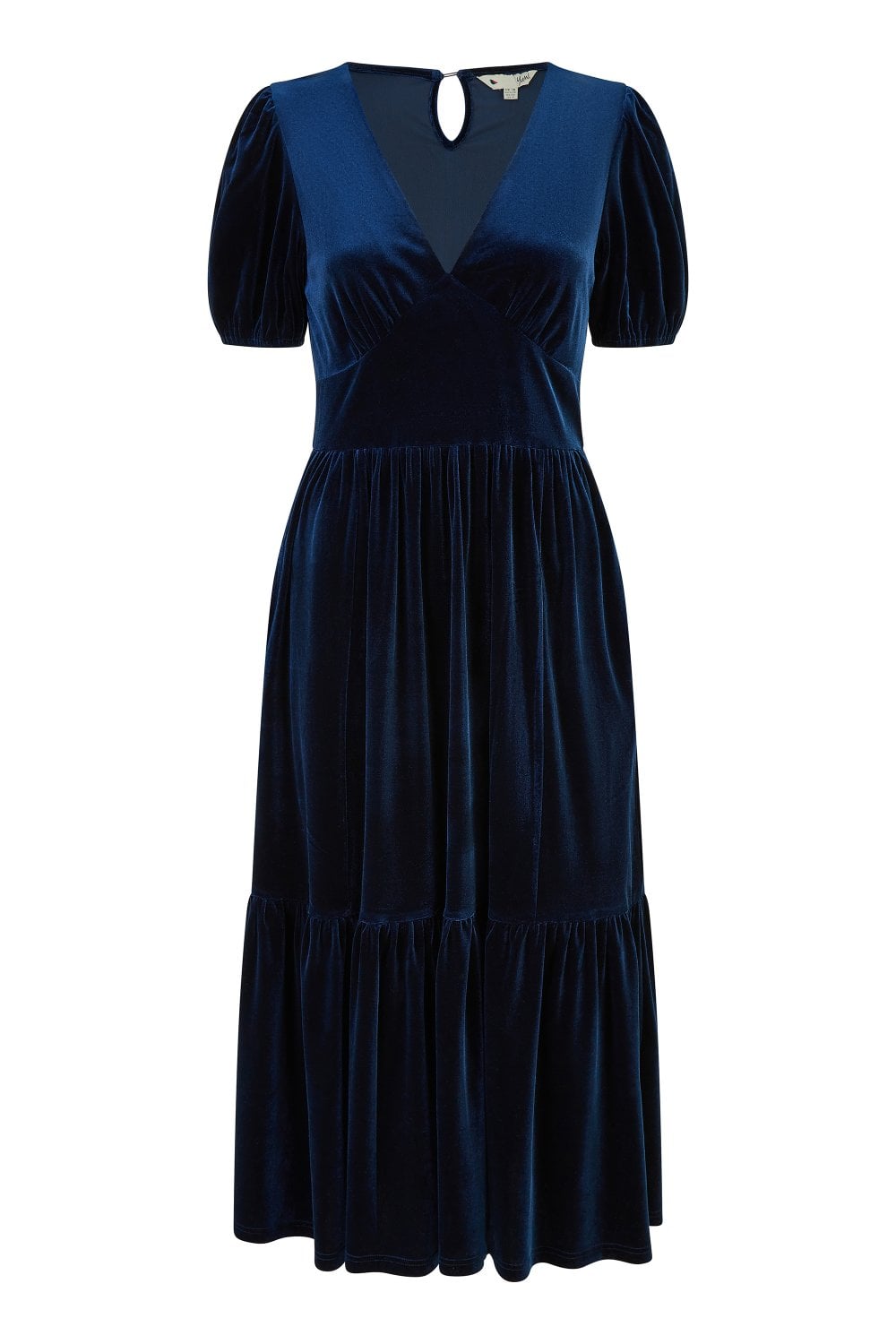 Women's Blue Yumi Navy Velvet Midi Dress | Xs