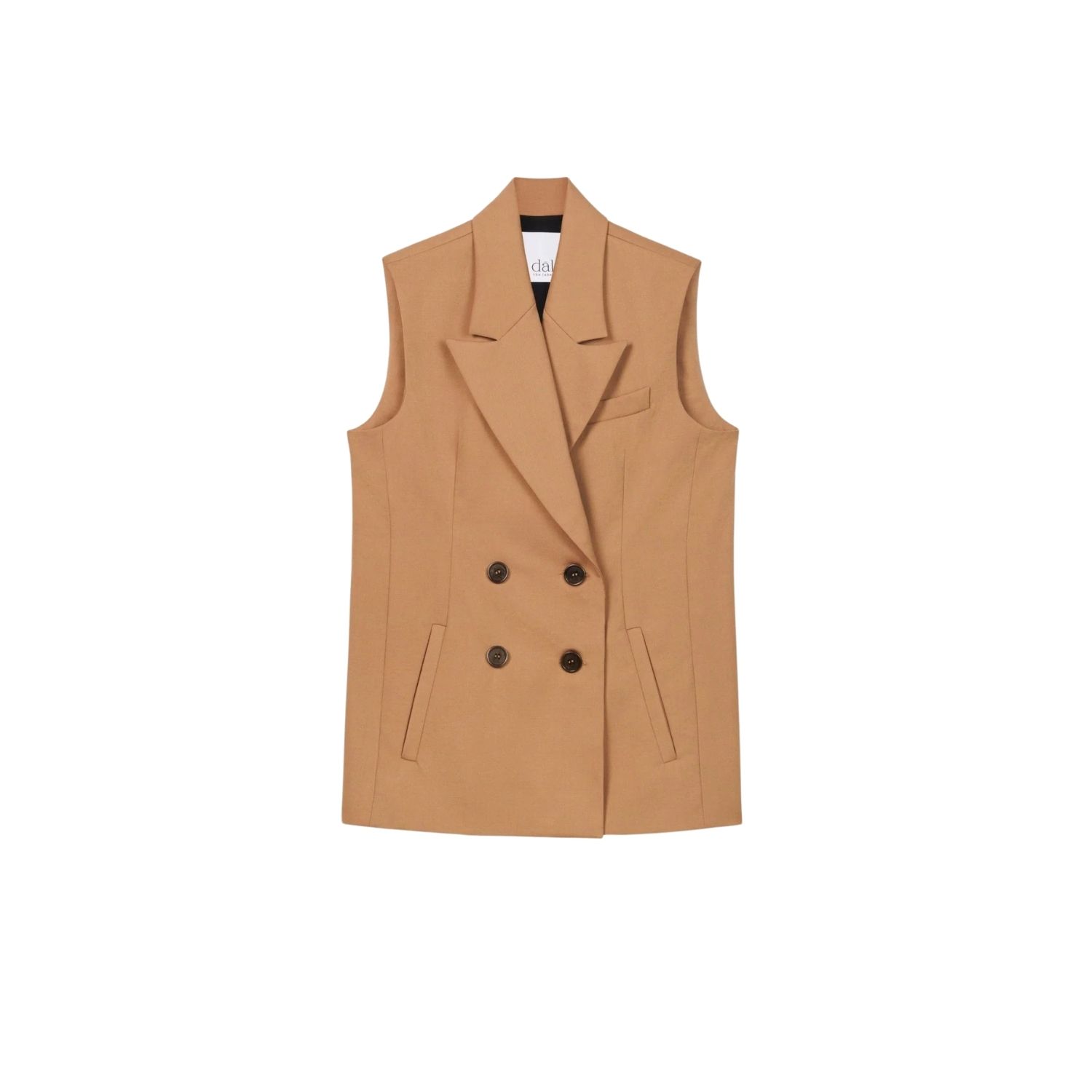 Dal The Label Brown Wool Blend Double Breasted Vest In Brown