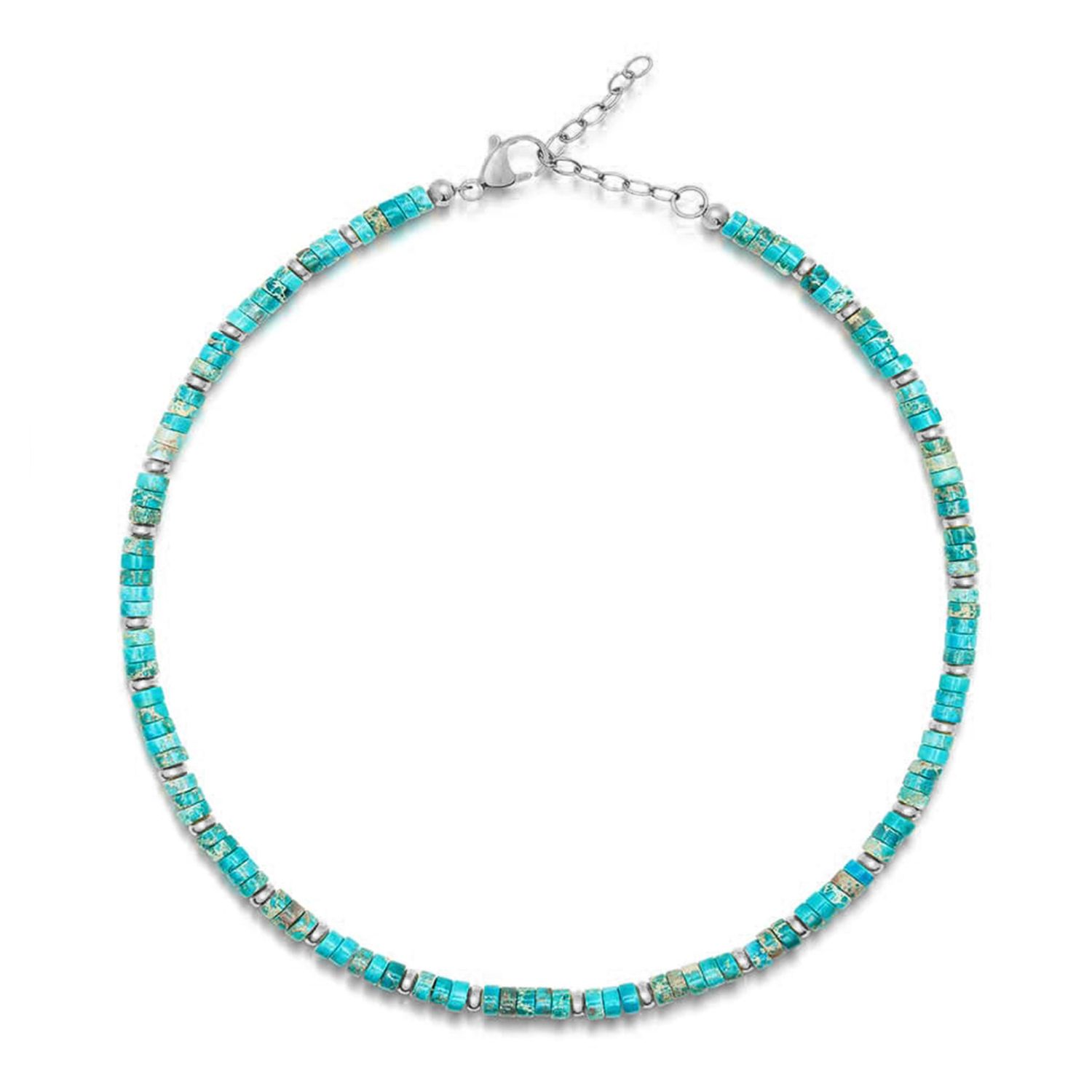 Nialaya Women's Blue / Green Heishi Turquoise Choker With Silver