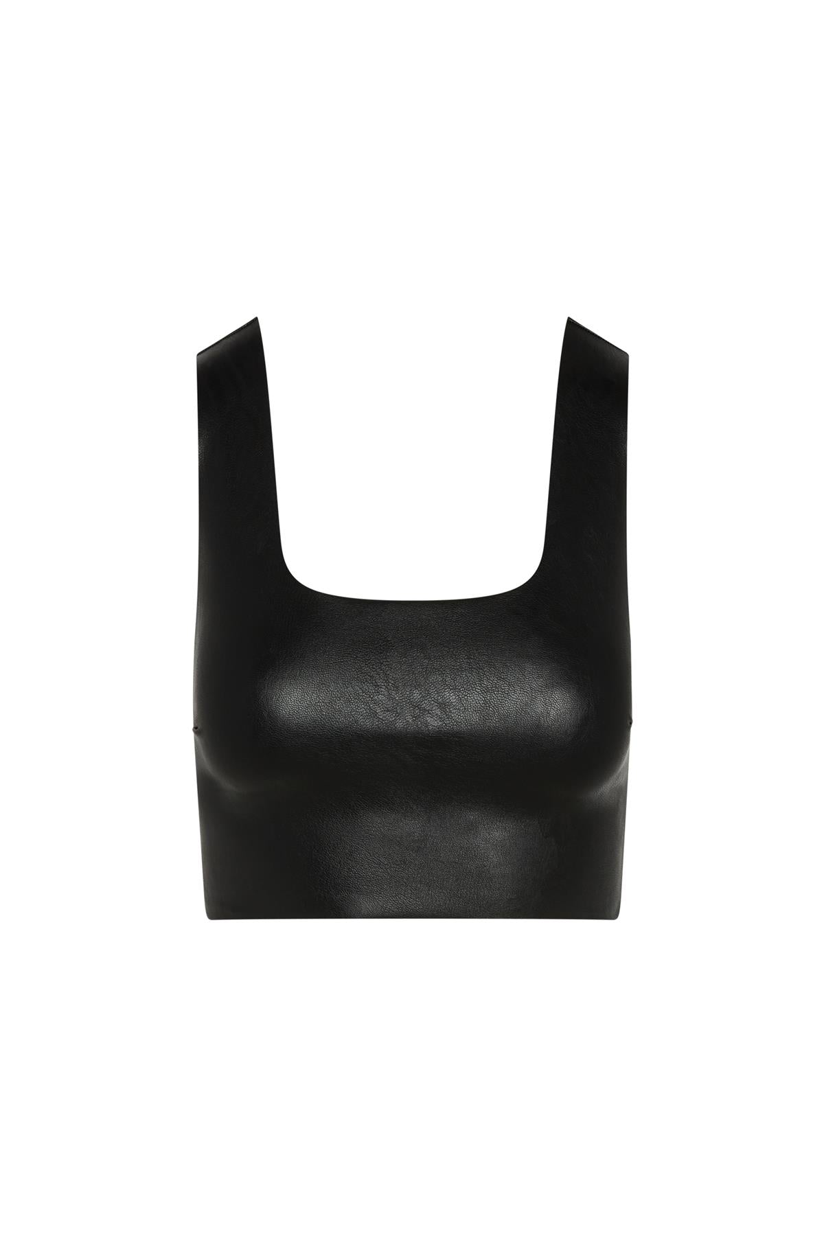 Women’s Commando Faux Leather Squareneck Crop Top, Black M