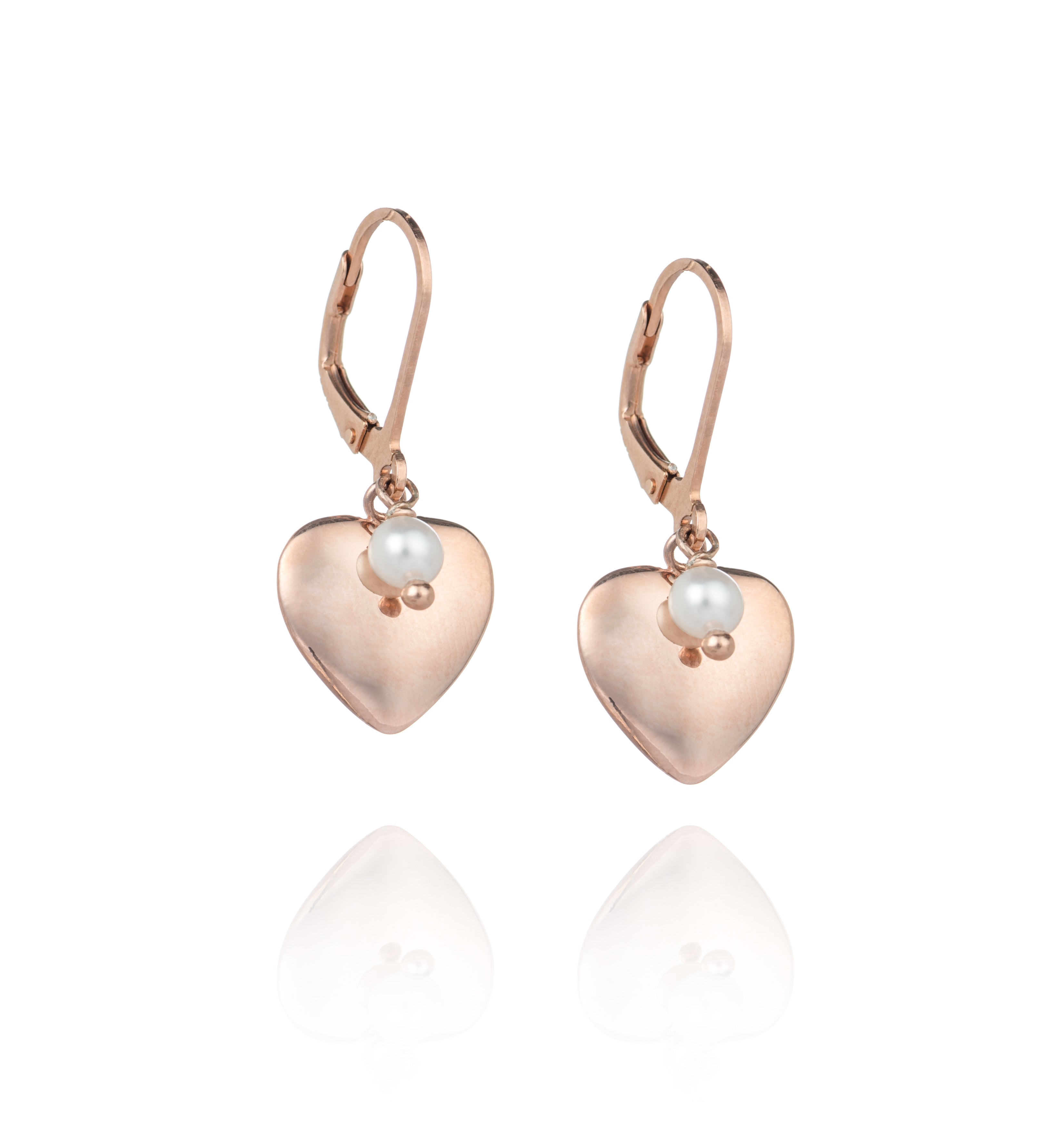 Sohavi Women's Heart Of Rose Gold Earrings