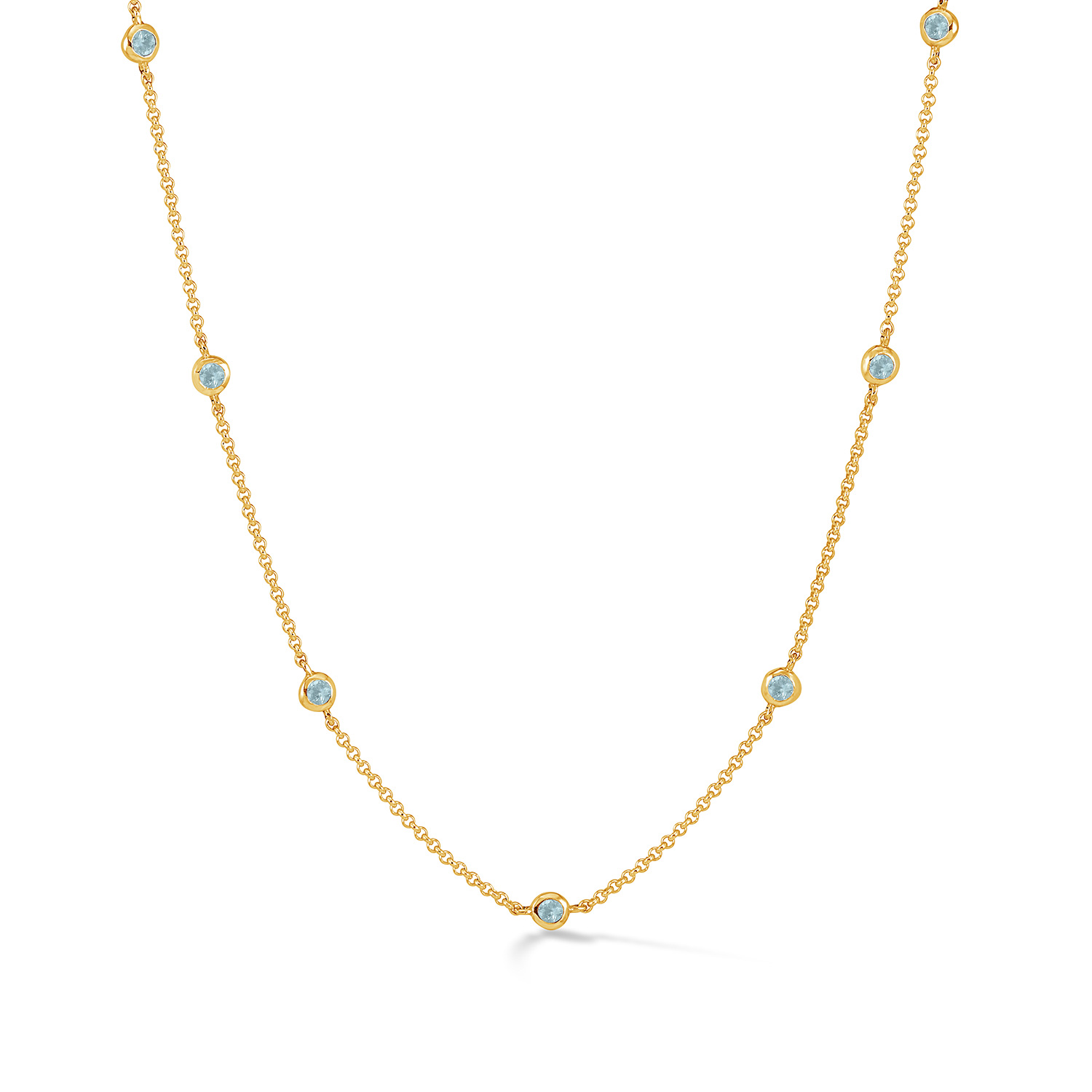 Women’s Gold Aquamarine Dewdrop Chain Necklace Vermeil Dower & Hall