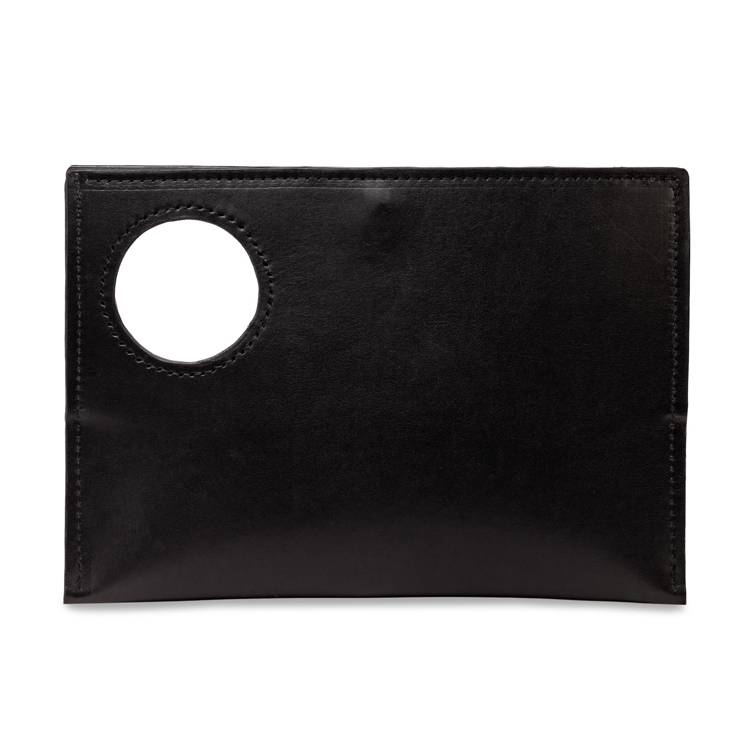 Designs By Elle Women's Circle Clutch Leather Bag - Black