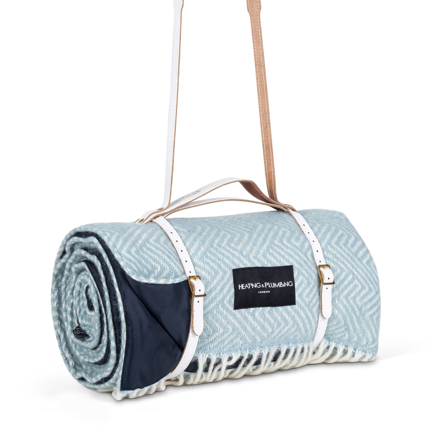 Heating & Plumbing London Pure New Wool Waterproof Picnic Blanket - Blue In Blue