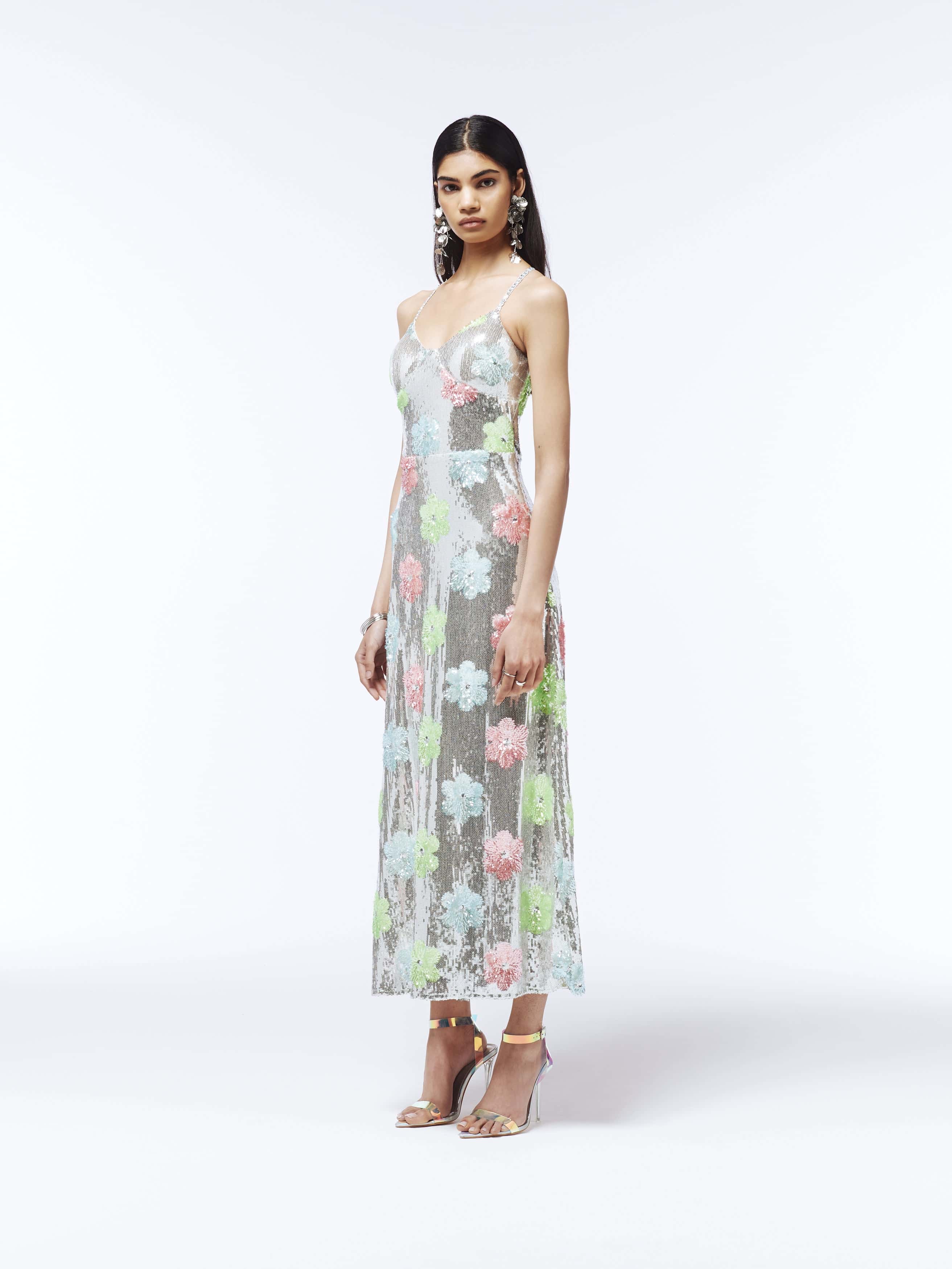 slim fit dress slacks Floral Sequin Sleeveless Slit Gown by Faviana 11221 – ABC Fashion main image 1