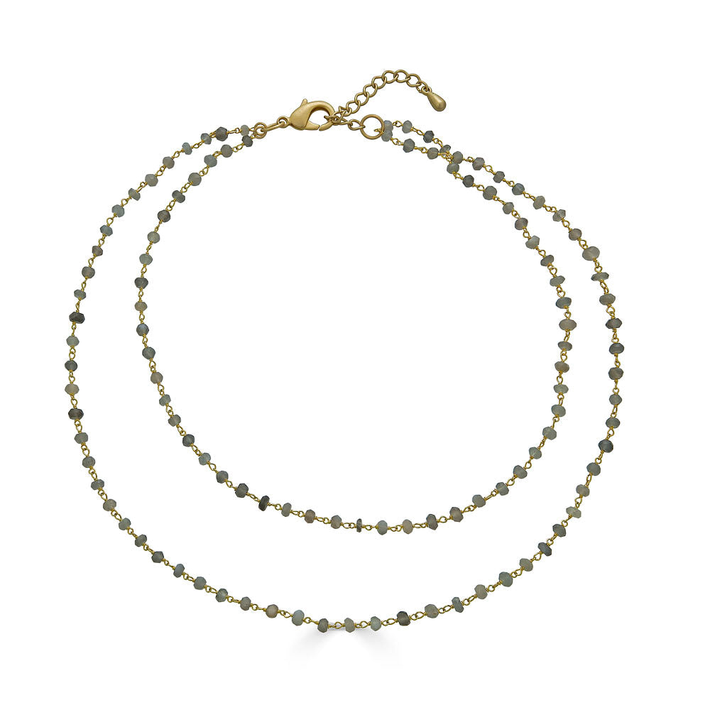 Loni Paul Jewelry Women's Gold / Grey Two Strand Delicate Gray Moonstone Necklace In Gold