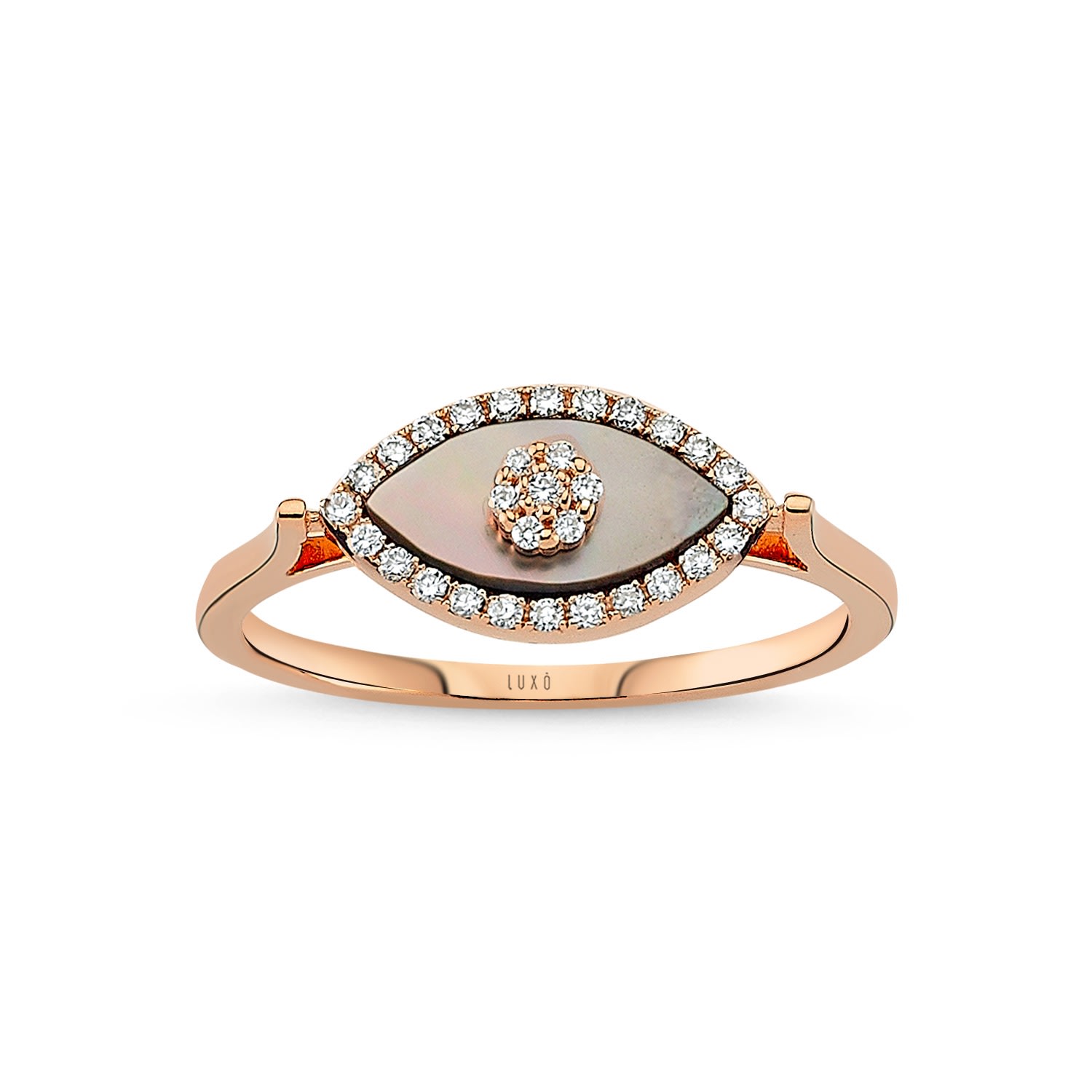 Women’s Eyeful Black Pearl Diamond Rose Gold Ring Luxo Diamond