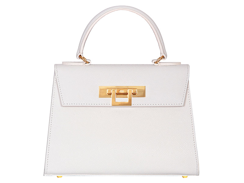 Women’s Fonteyn Midi Dolomite Pebble Print Calf Leather Handbag - White Lalage Beaumont