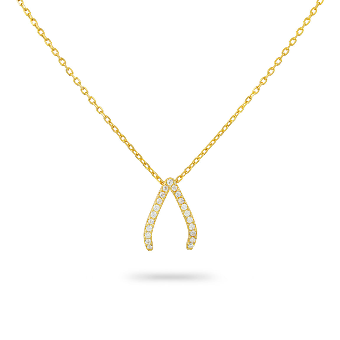 Gold Trip Women's Sparkling Wishbone Necklace In Gold In Gold