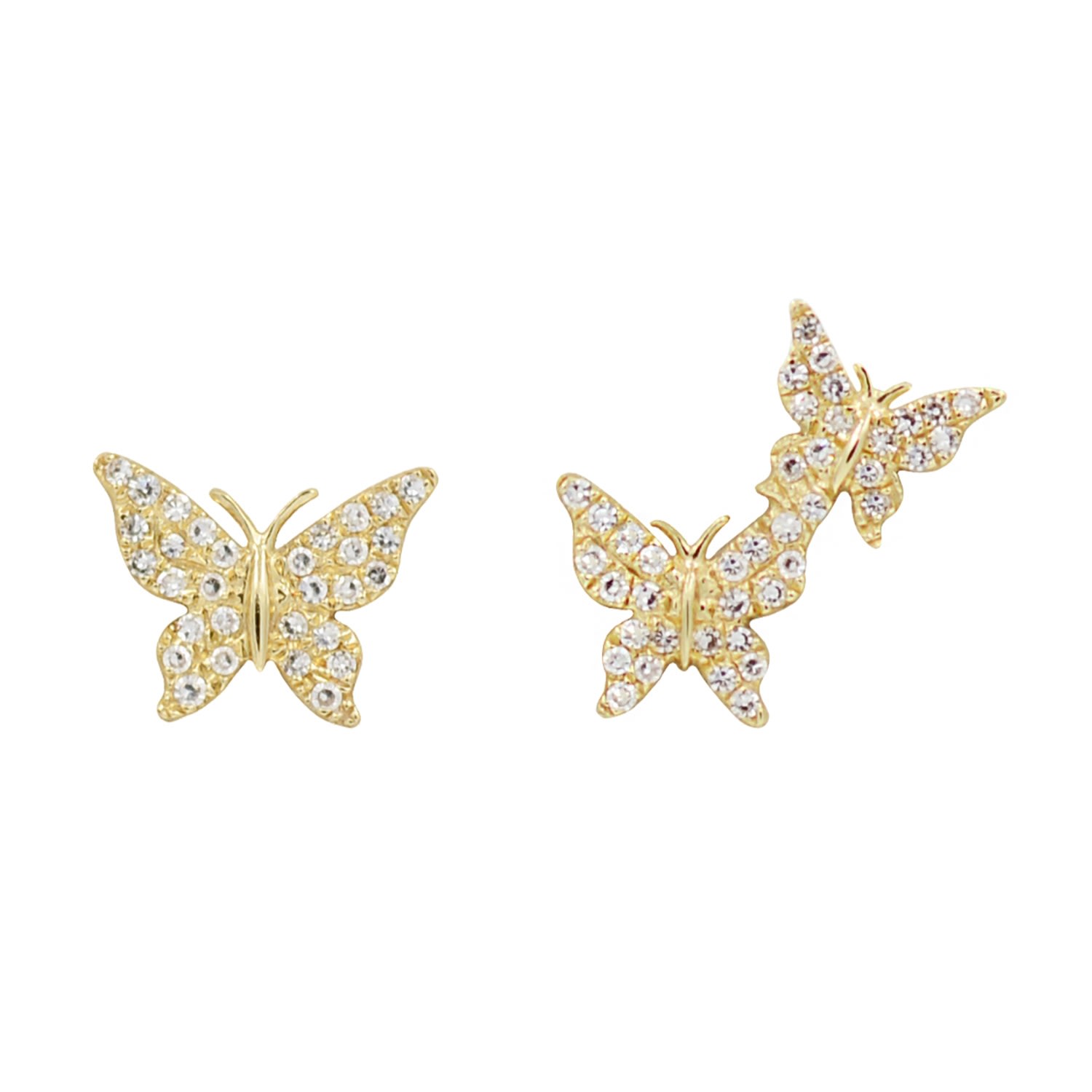 Women’s Gold Asymmetric Butterfly Studs Kamaria