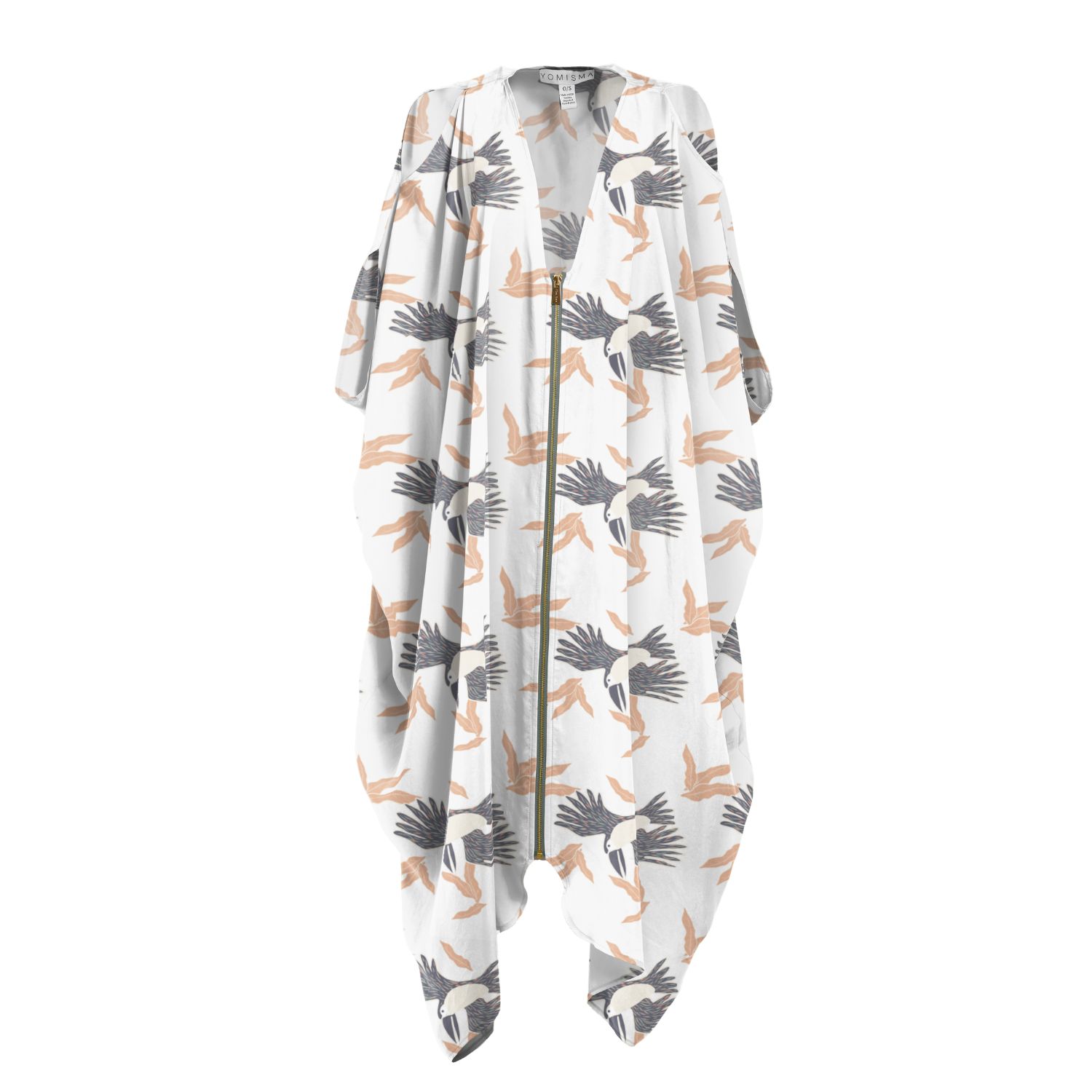Yomisma Women's Neutrals / White Sonoran Zip Kaftan In White Toucan In White