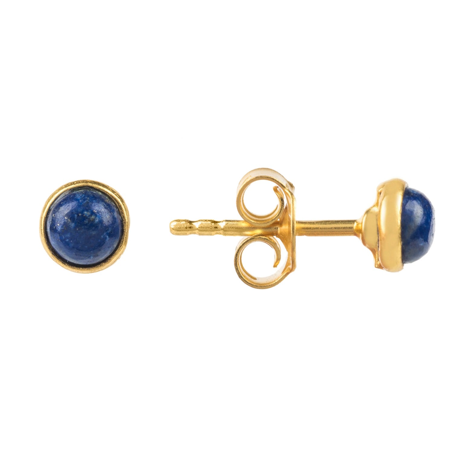 Latelita Blue / Gold Mens Single Gemstone Stud Earring Lapis Lazuli Gold