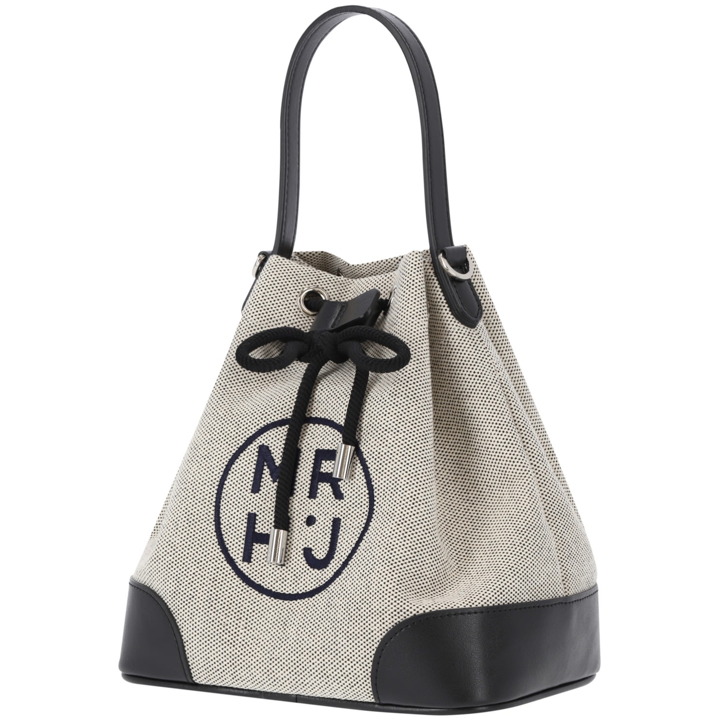 Women’s Two-Tone Canvas & Apple Leather Bag - Noah - Black Marhen. j