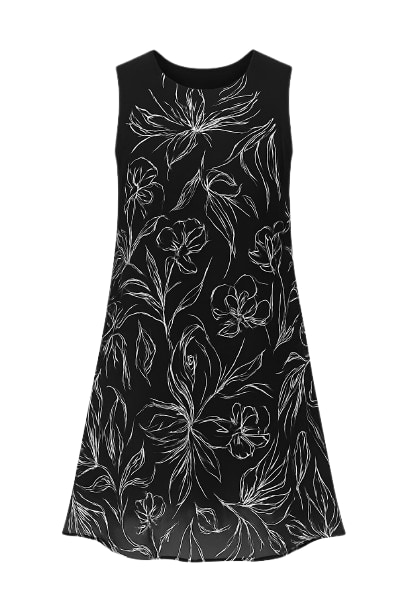 Conquista Women's Black Summer A Line Chiffon Dress In Black