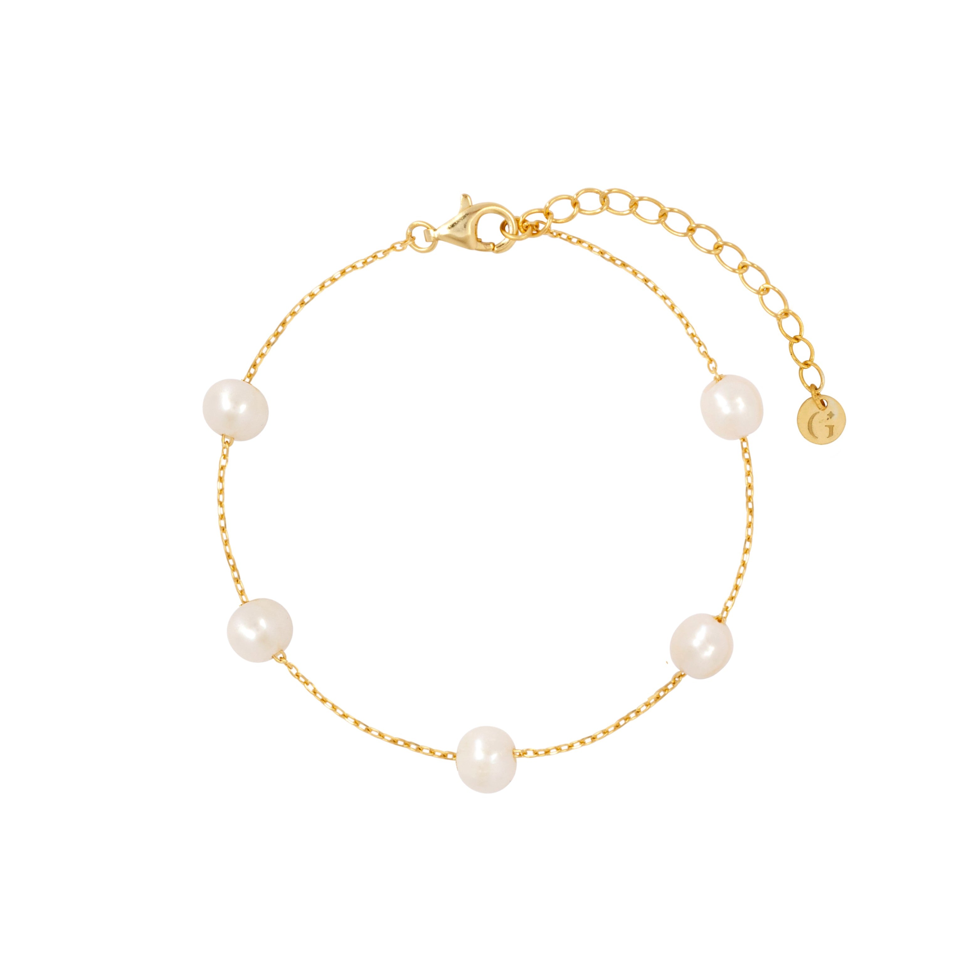 Gold Trip Women's Gold / White Pearl Satellite Bracelet In Gold