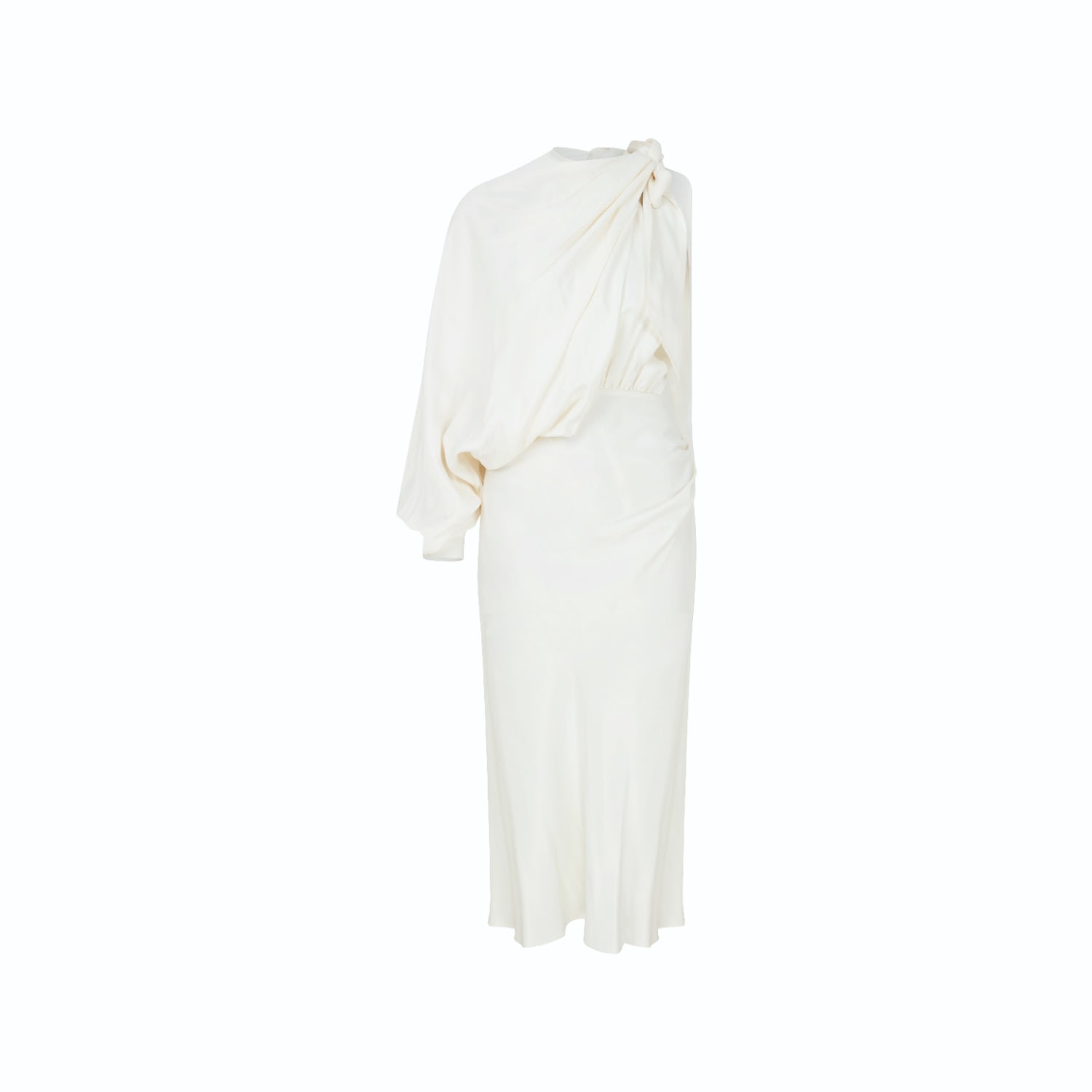 Nazli Ceren Emillien Asymmetric Satin Dress In White Swan In White