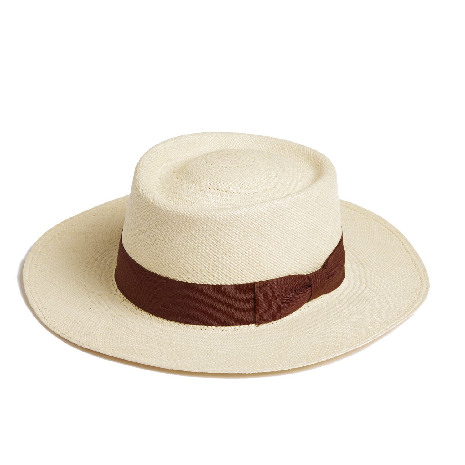 Dasmarca Hats White Dasmarca Baker Wide Brim Summer Genuine Panama Straw Porkpie Hat For Men - Ivory