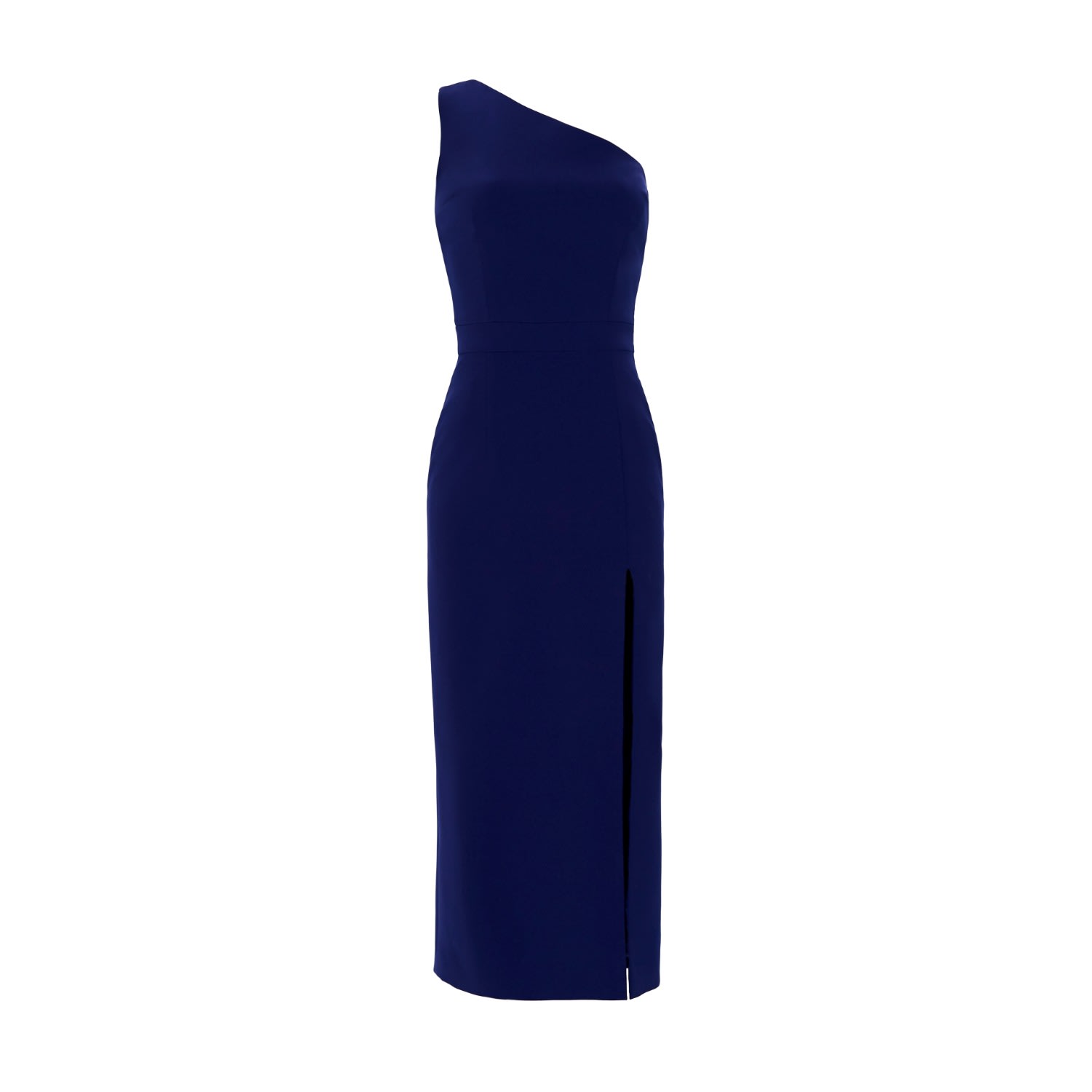 Women’s Dori Royal Blue Asymmetric Neckline Midi Dress With A Slit Large Nomi Fame