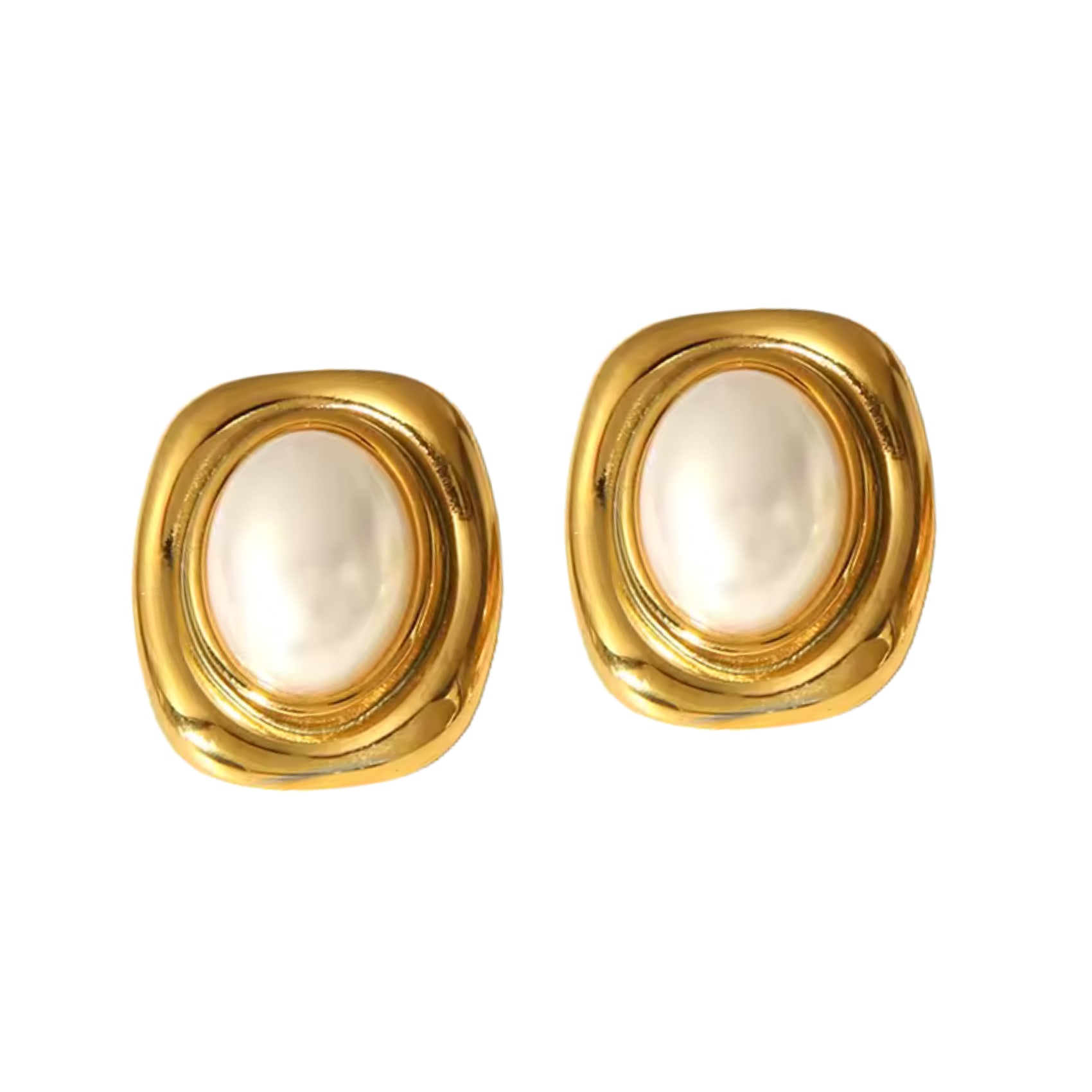 Nazzar Women's Gold / White Large Pearl Gold Statement Earring