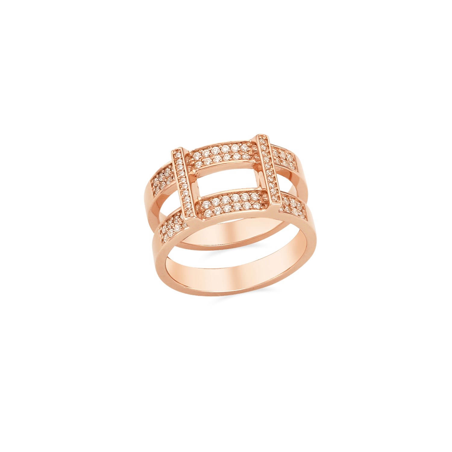 Ille Lan Women's Rascas R1 Double Stacked Cubic Moderno Ring In Rose Gold 925 Silver In Neutral