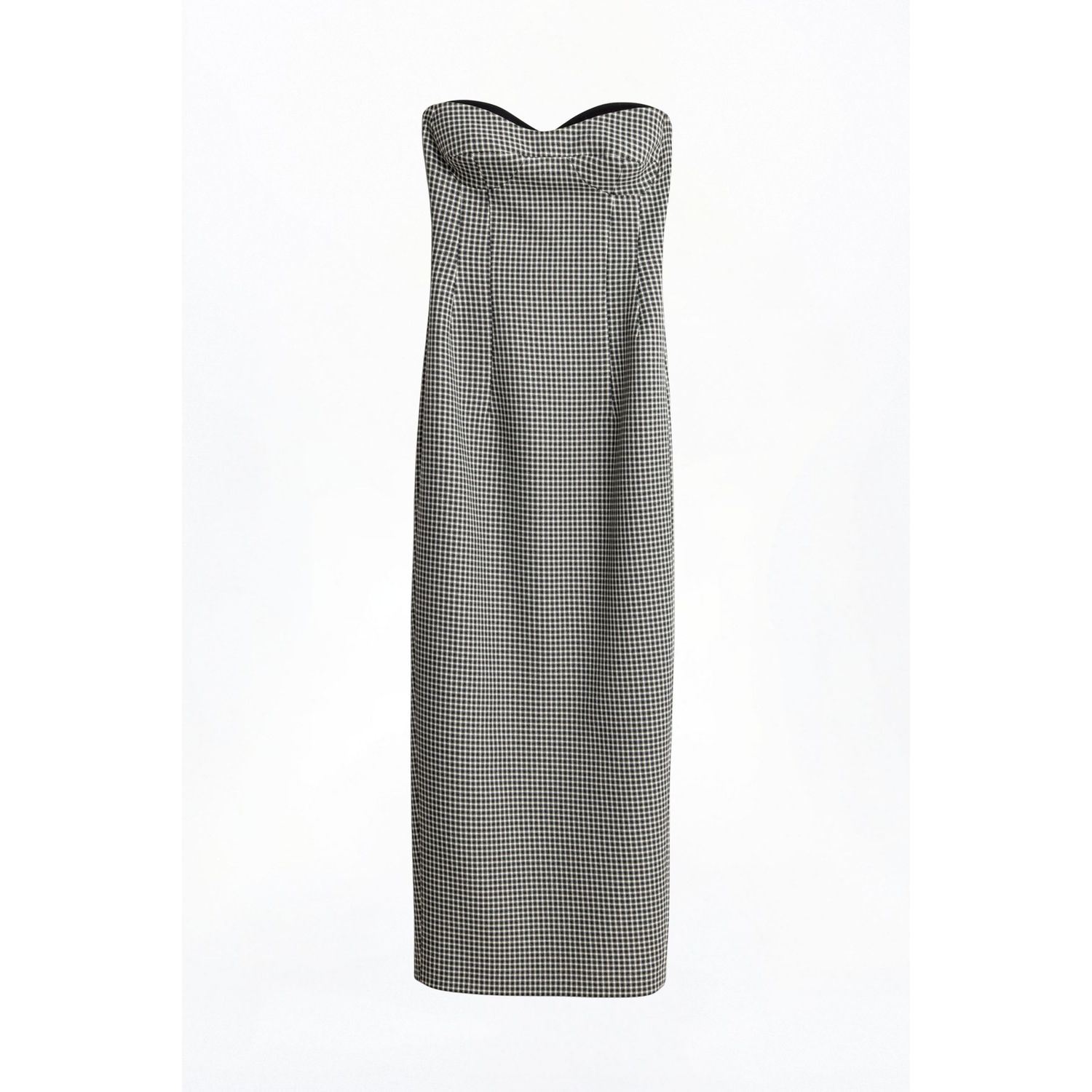 Nocturne Sweetheart Neckline Strapless Checked Midi Dress In Pattern